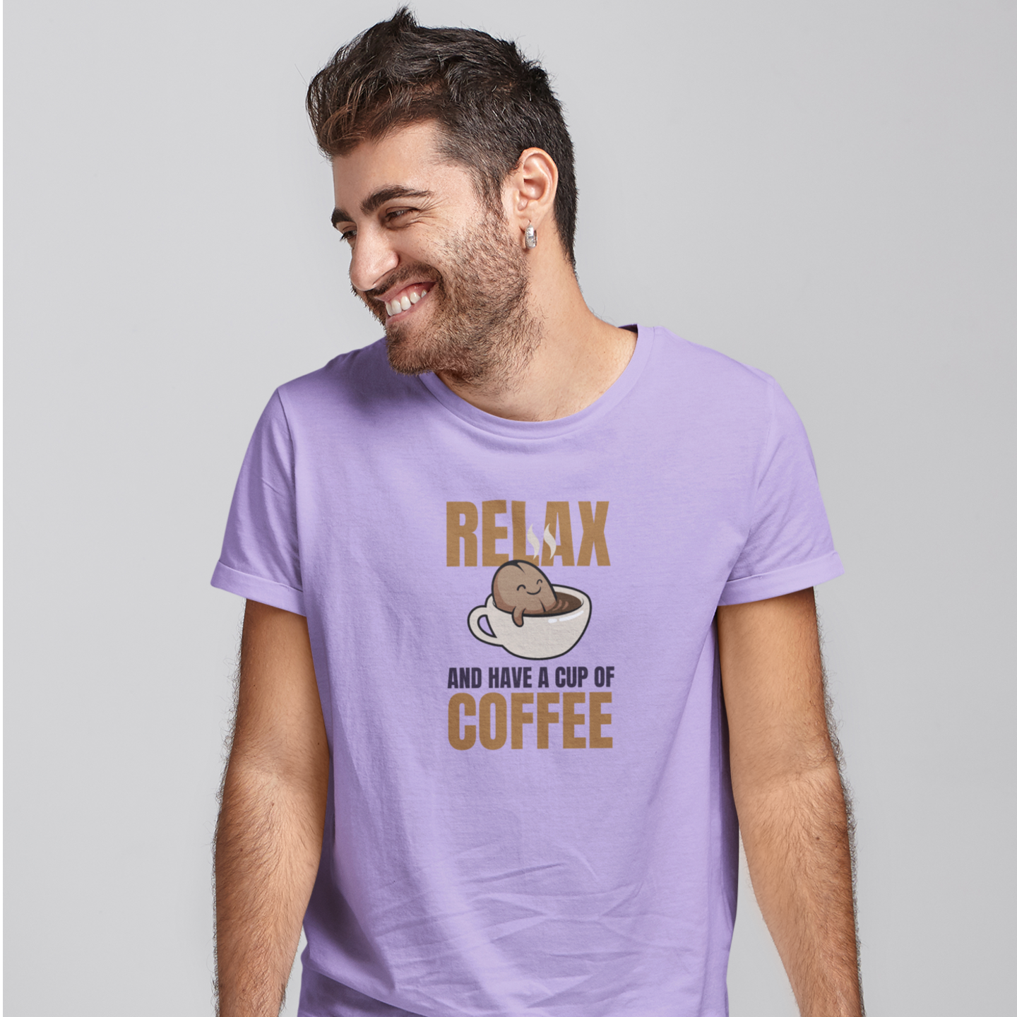 Men coffee lover graphic printed round neck T-Shirt