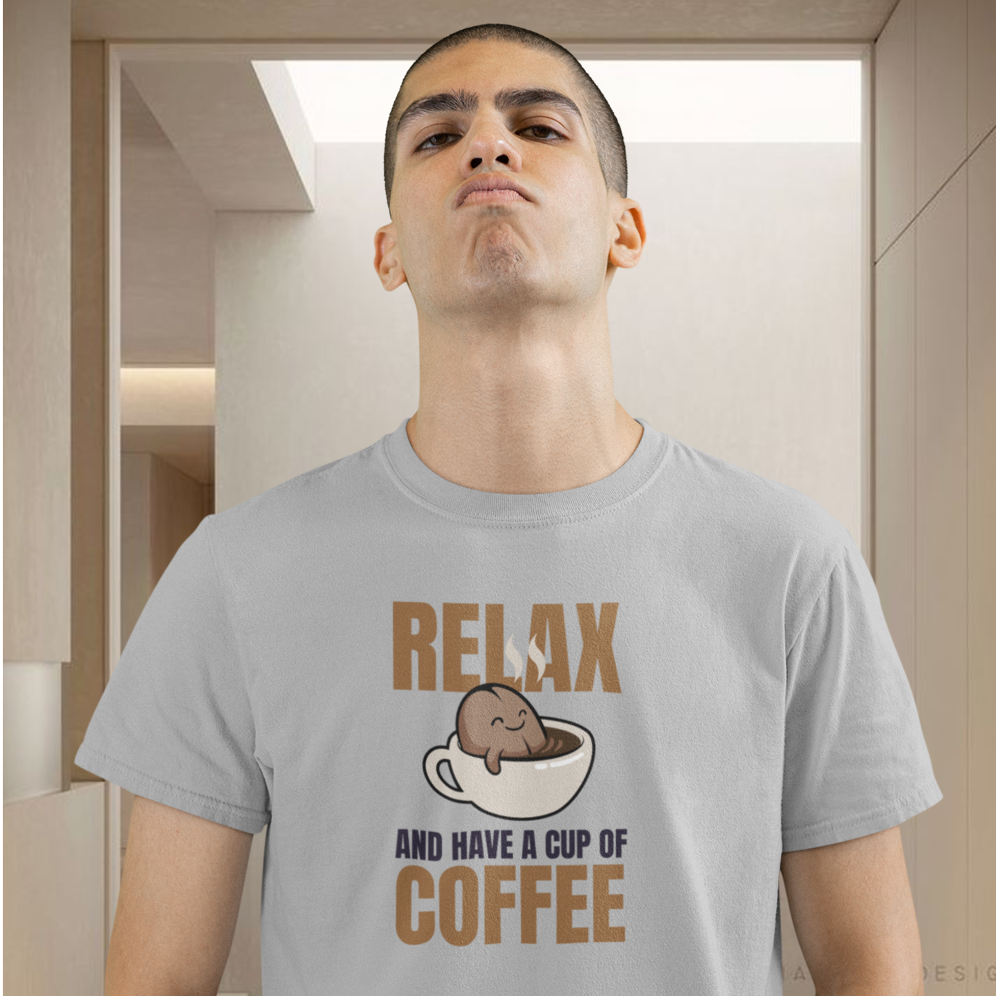 Men coffee lover graphic printed round neck T-Shirt