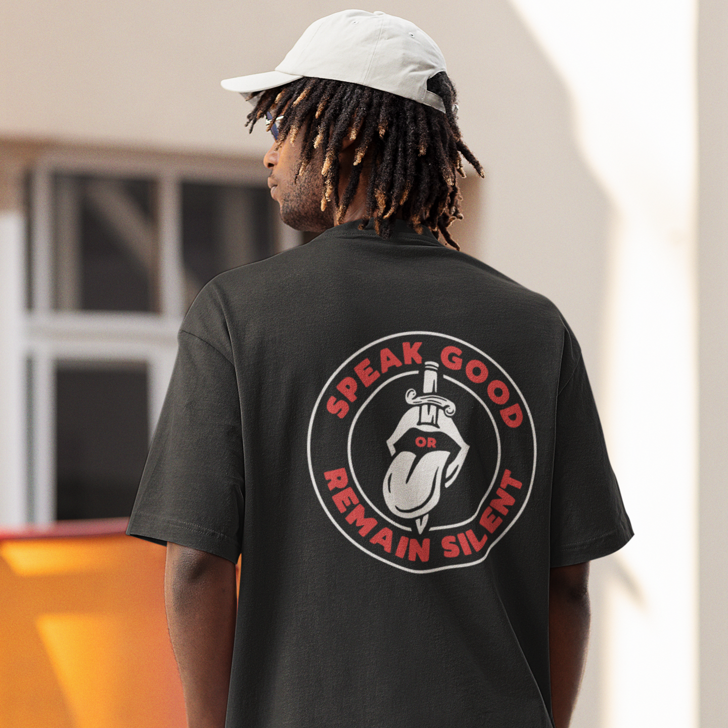 Men’s Oversized Back Printed Streetwear T-Shirt – Black