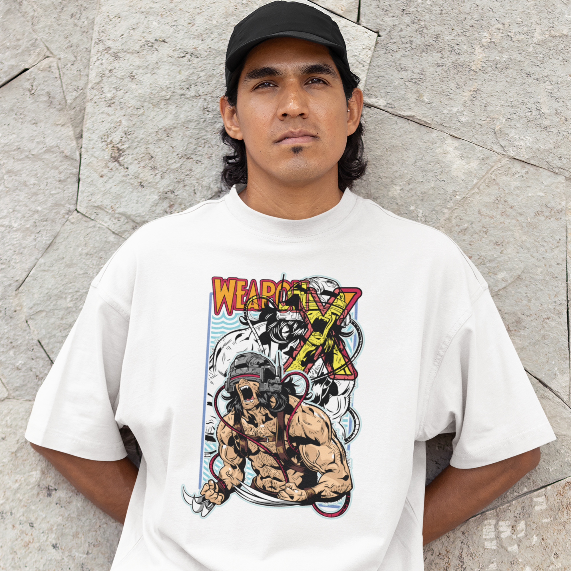 Men weapon -x graphic printed crew neck oversized Tee