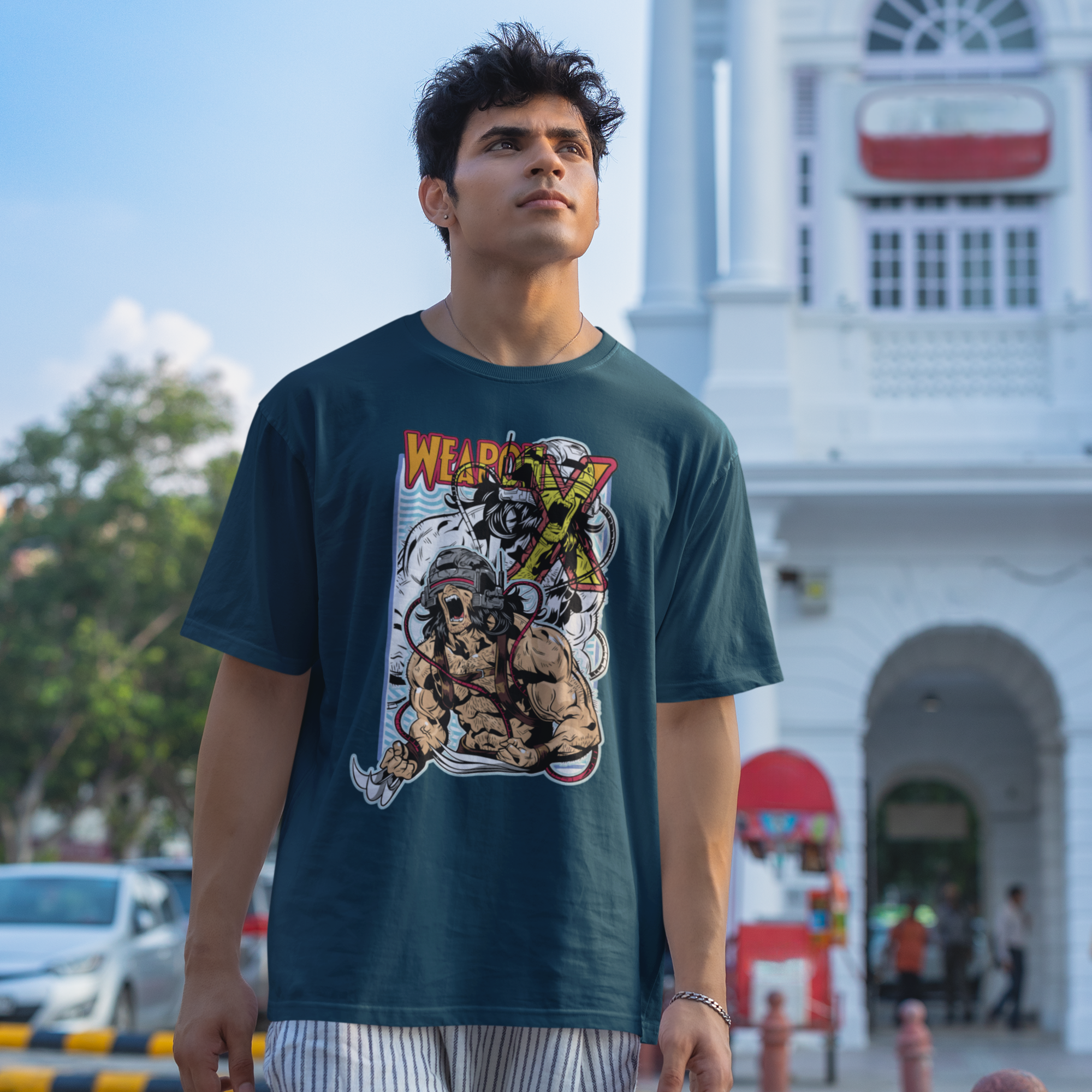 Men weapon -x graphic printed crew neck oversized Tee