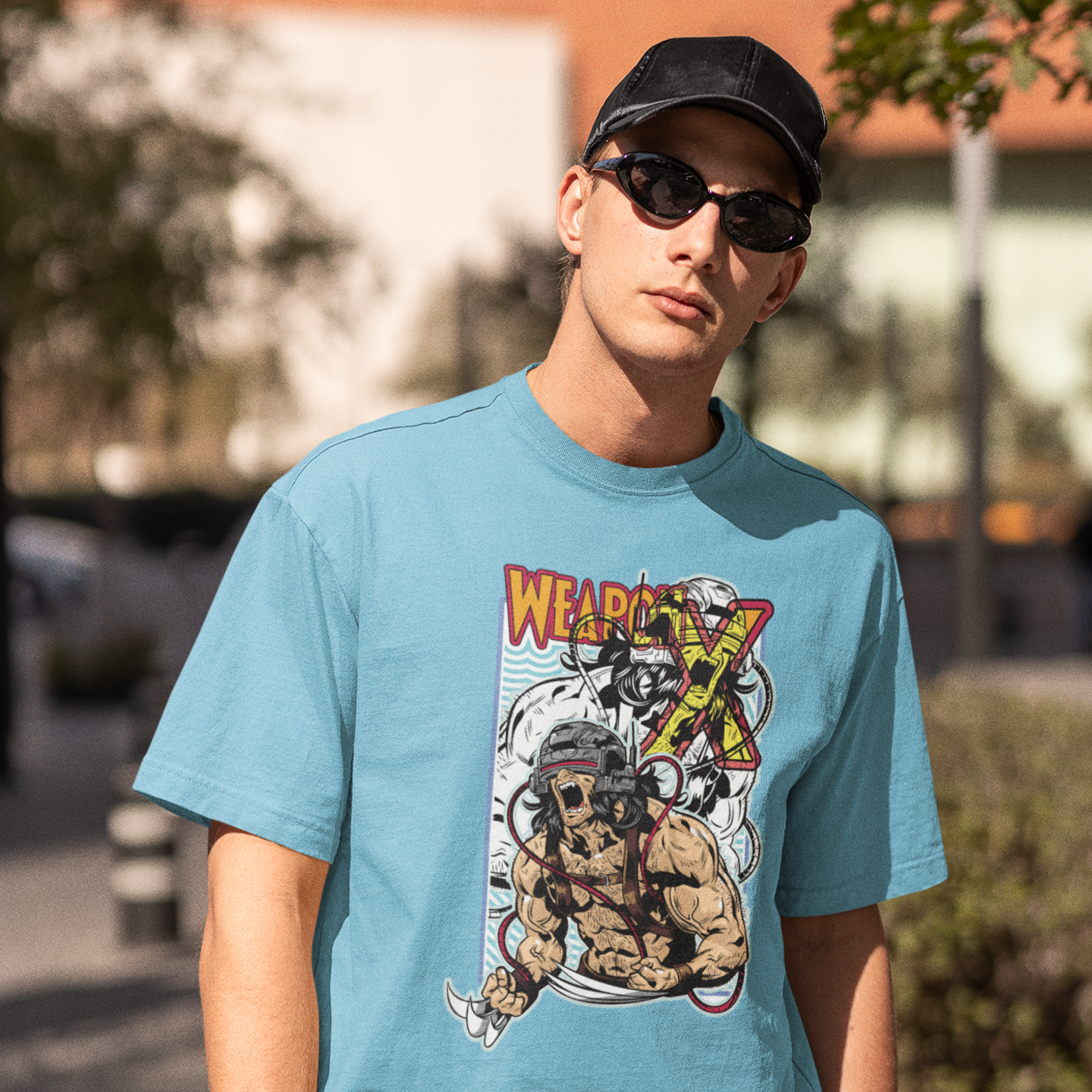 Men weapon -x graphic printed crew neck oversized Tee