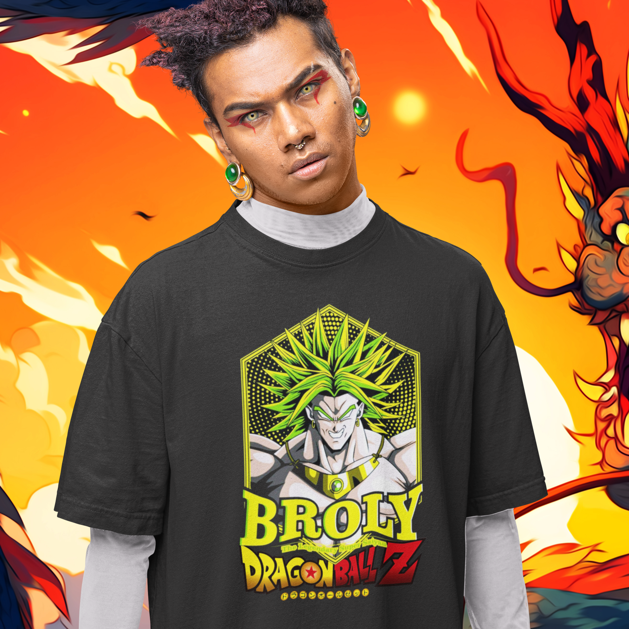 Men Broly dragon ball graphic printed oversized Tee