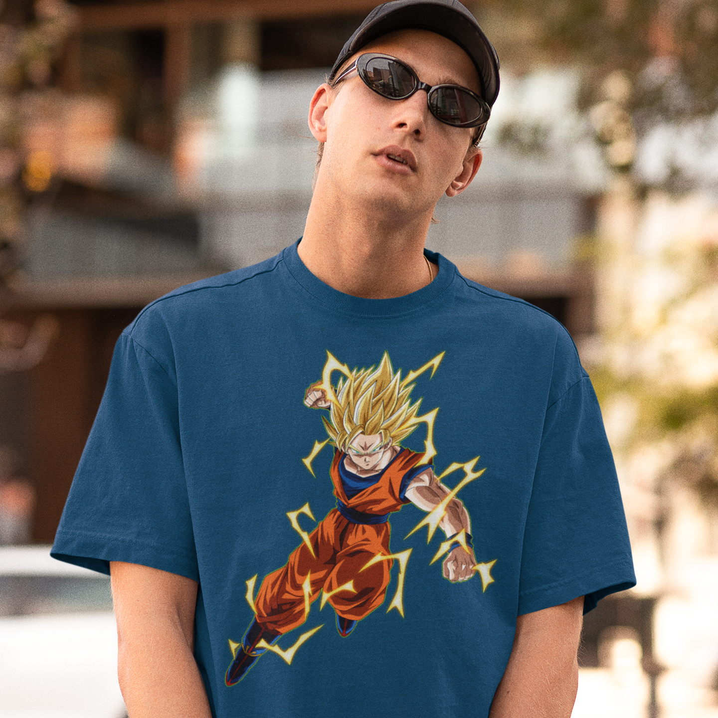 Men Saiyan goku dragon ball graphic printed oversized Tee