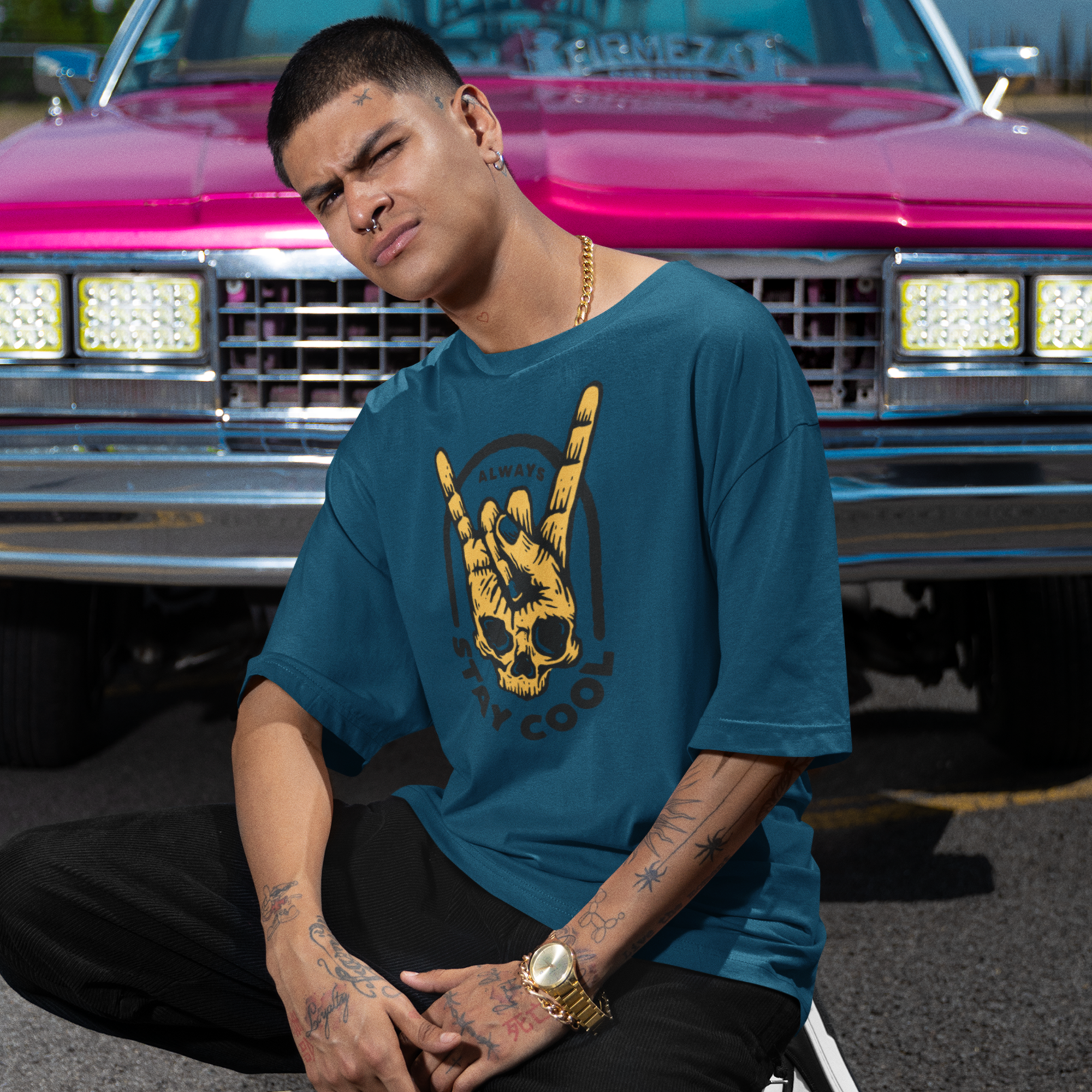 men’s boxy fit printed oversized street t-shirt