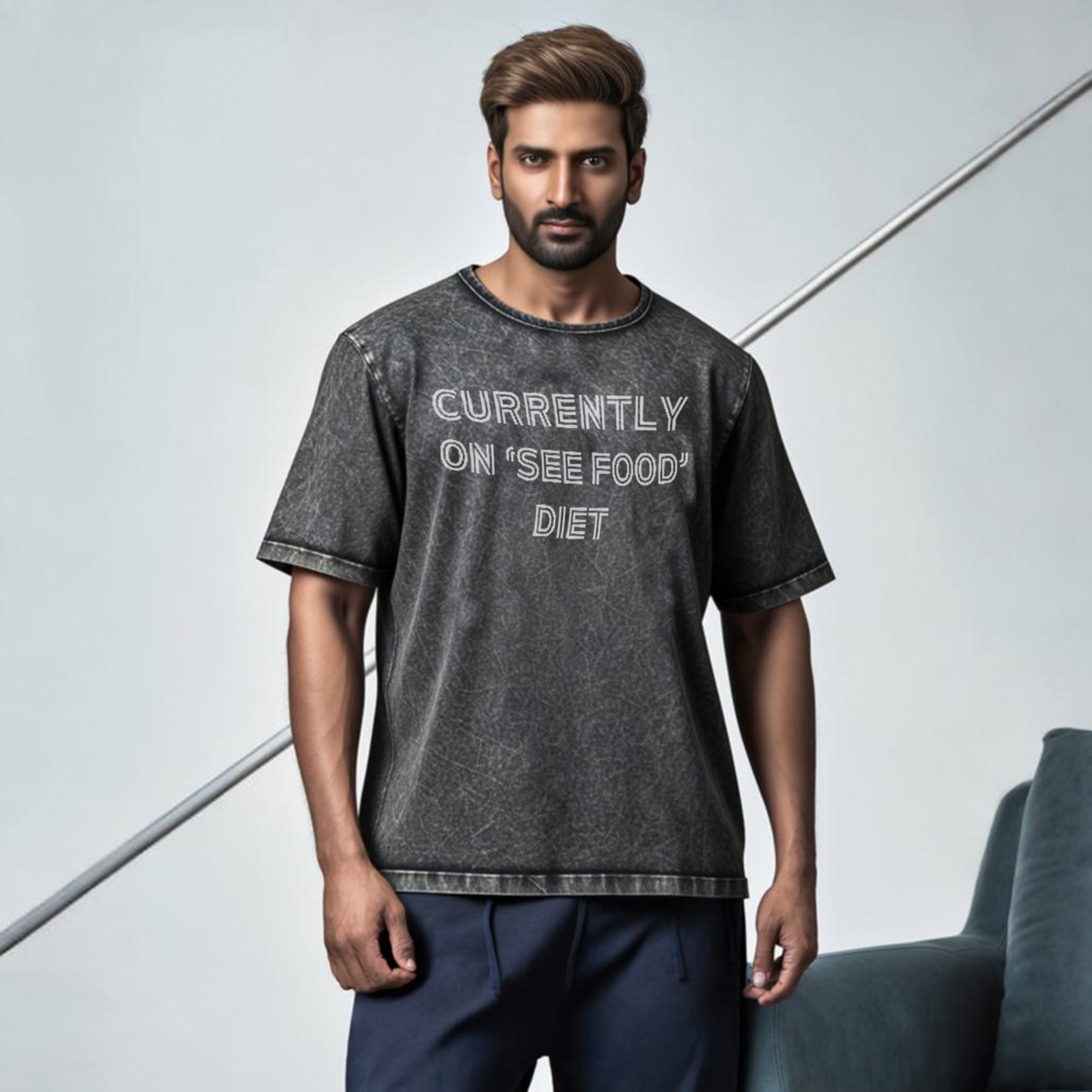 Acid Wash Graphic Text printed Oversized t-shirt for Men