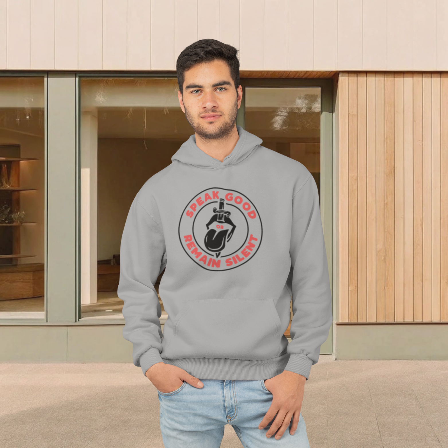 Close-up of printed artwork on hoodie 