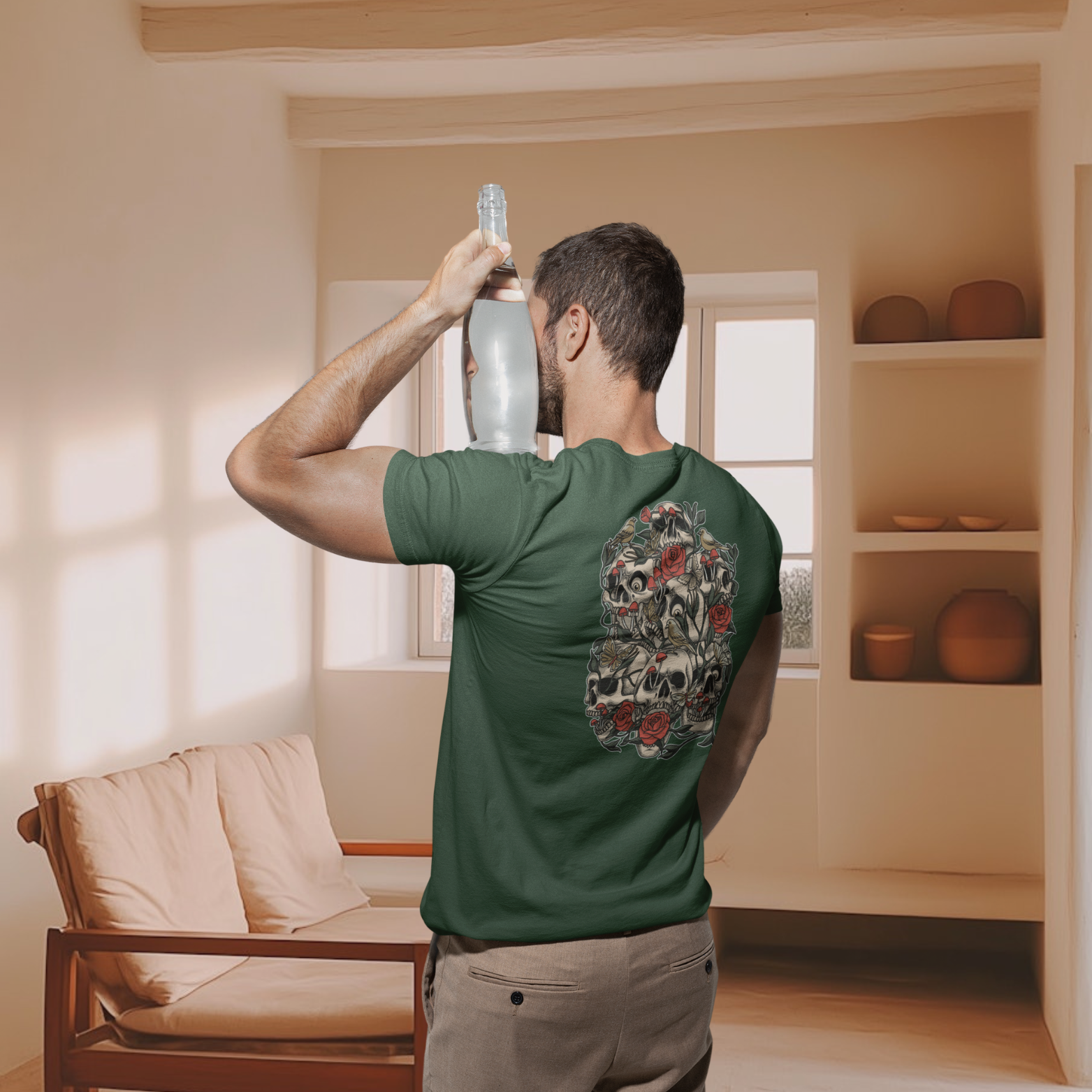 Men back printed round neck half sleeve T-Shirt