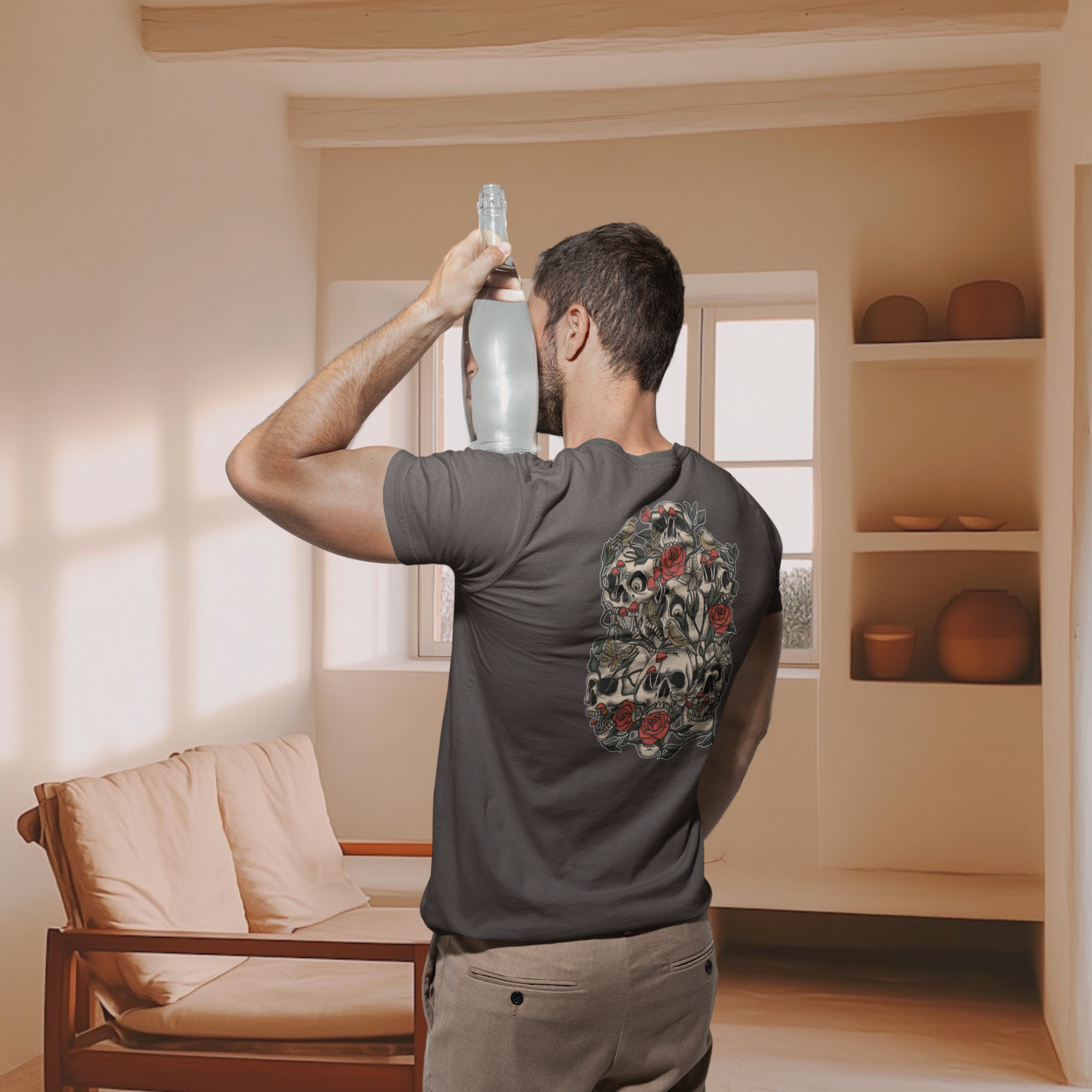 Men back printed round neck half sleeve T-Shirt