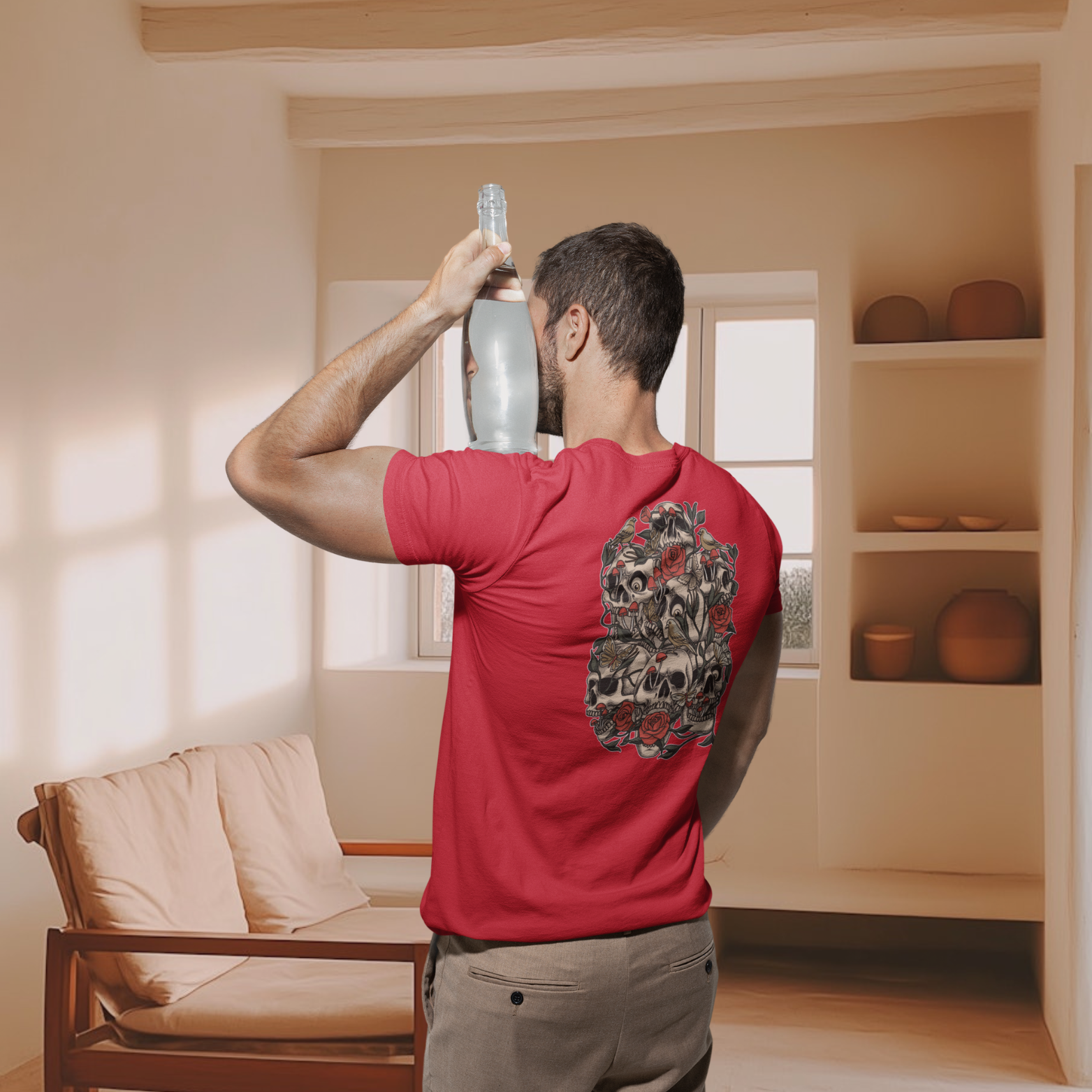 Men back printed round neck half sleeve T-Shirt