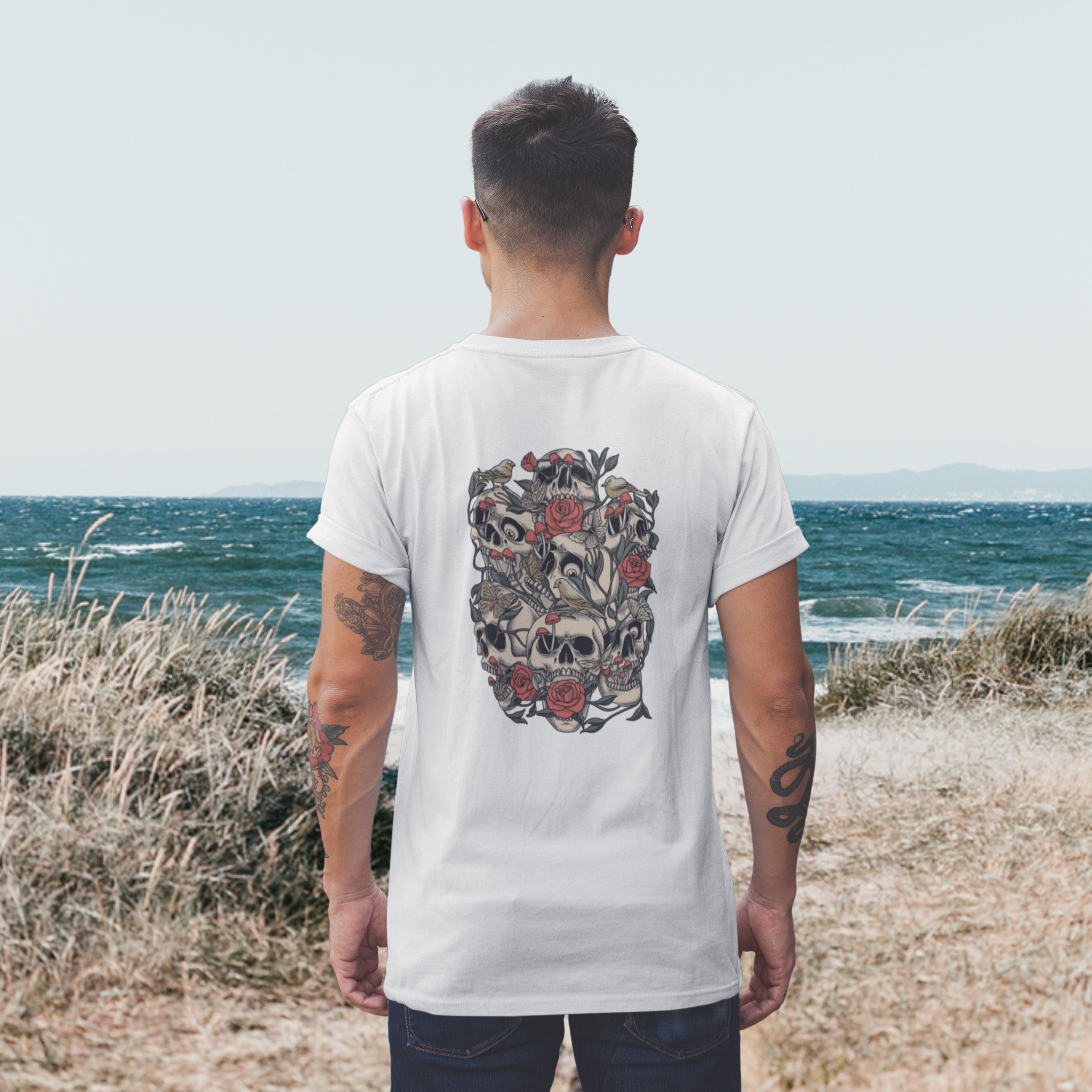 Men back printed round neck half sleeve T-Shirt