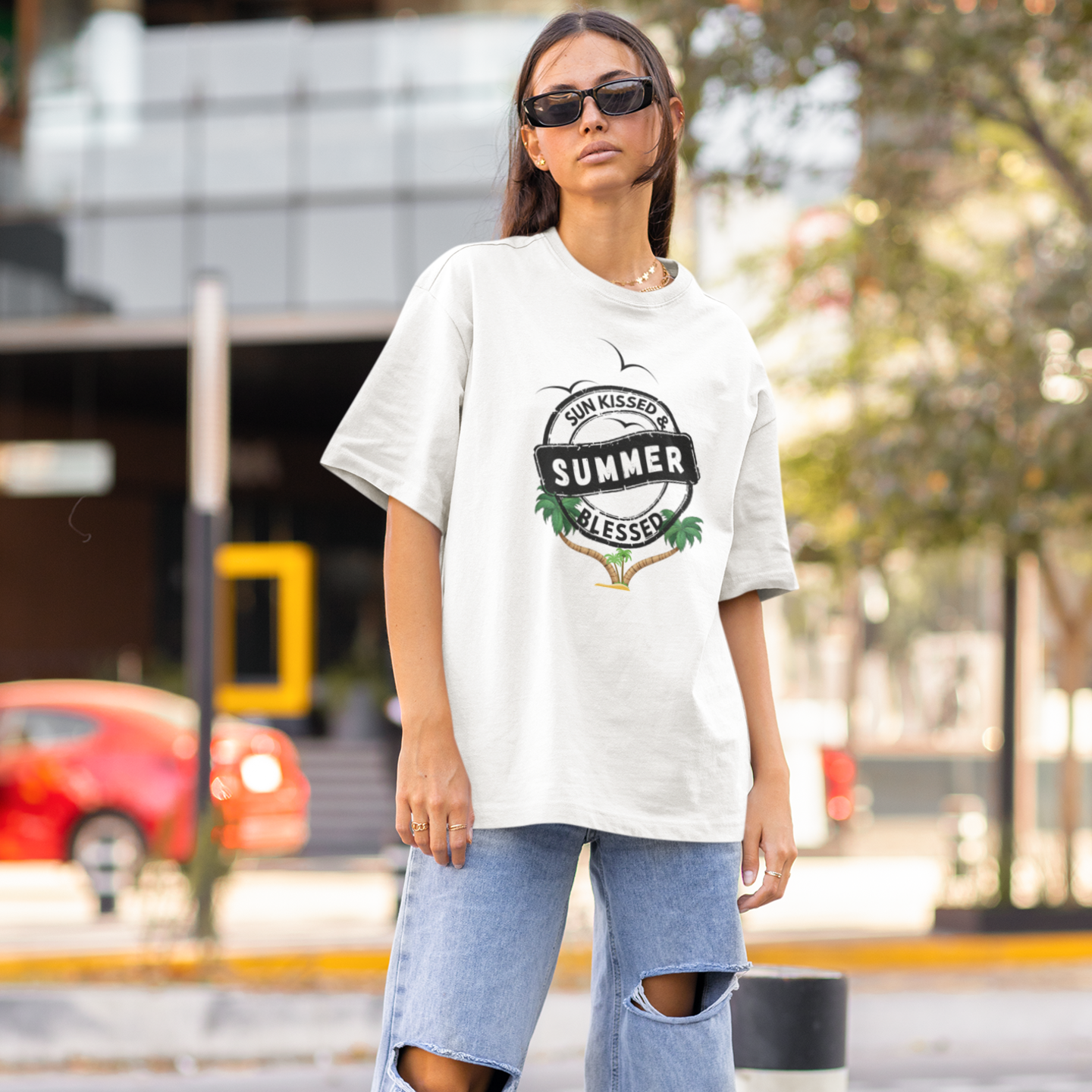 Women summer special printed round neck oversized T-Shirt