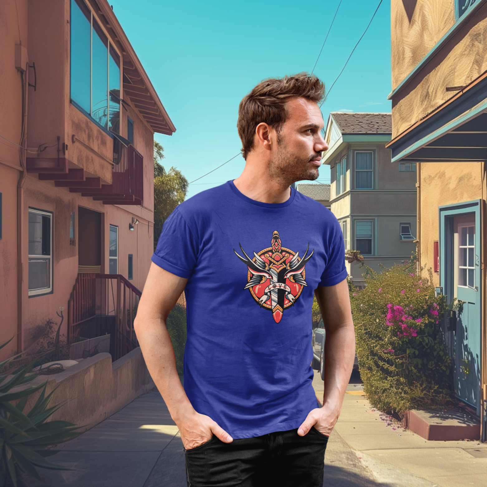 Men's printed streetwear round neck half sleeve T-Shirt