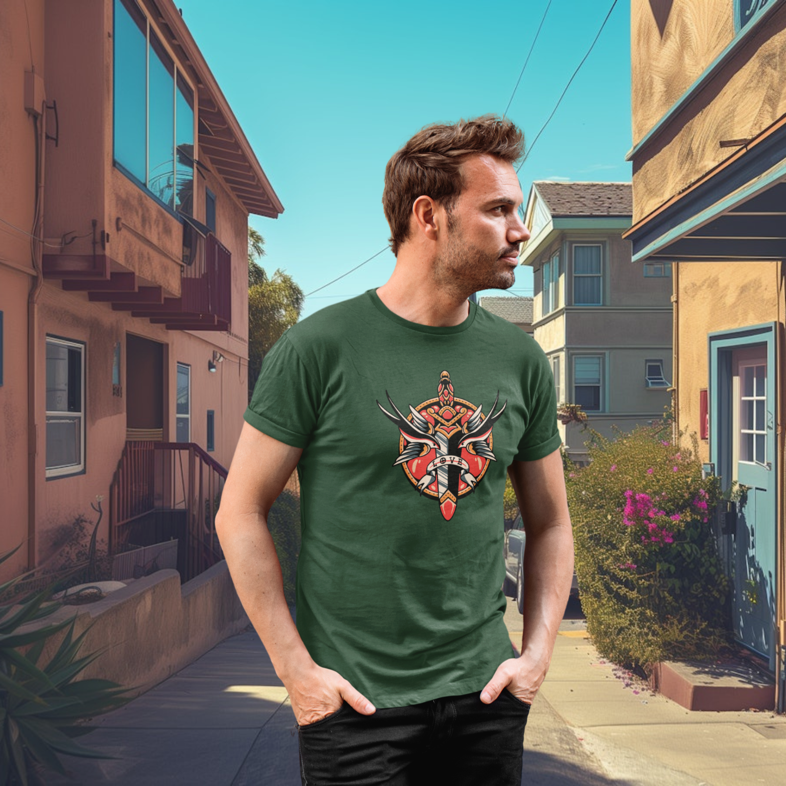 Men's printed streetwear round neck half sleeve T-Shirt