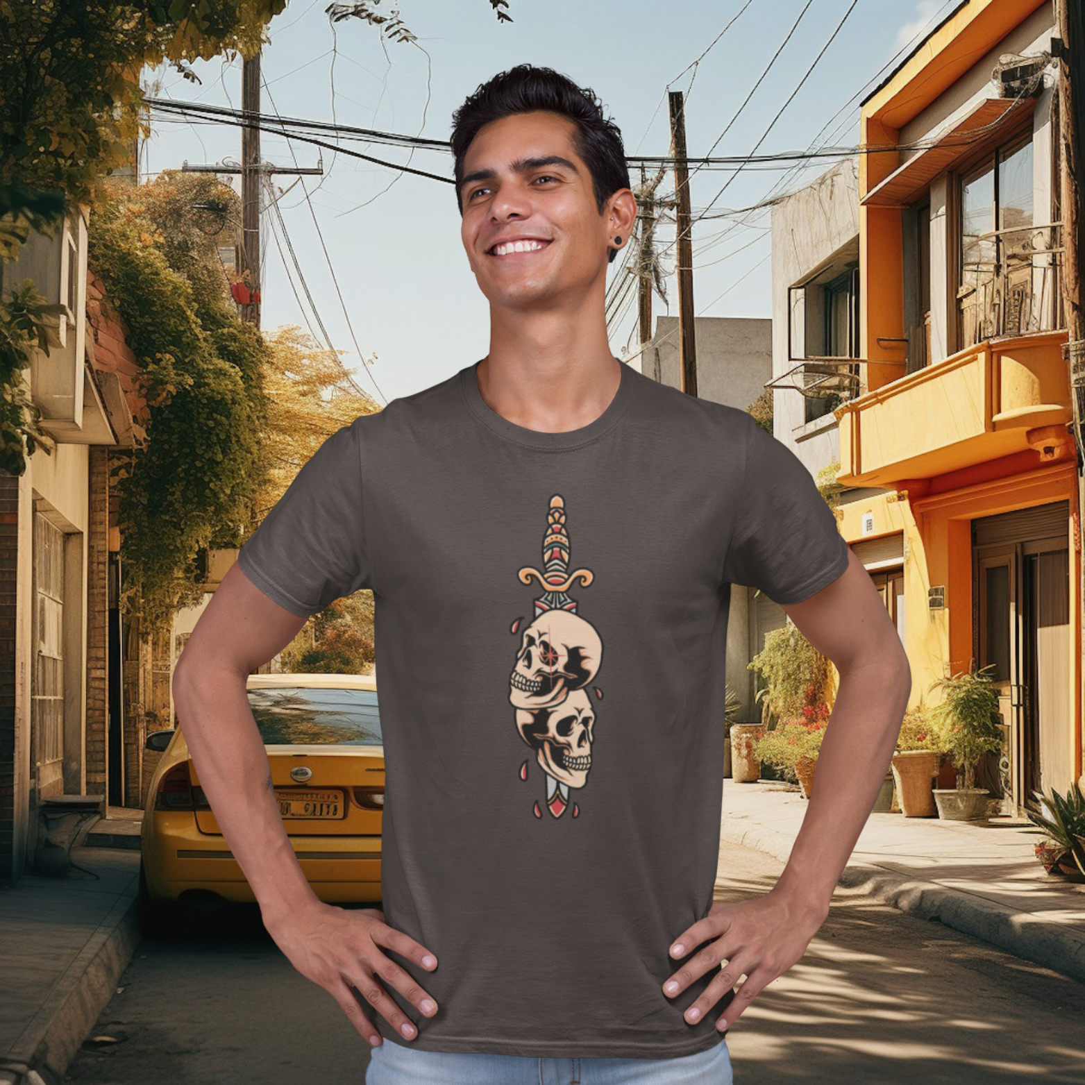 Men's printed streetwear round neck half sleeve T-Shirt