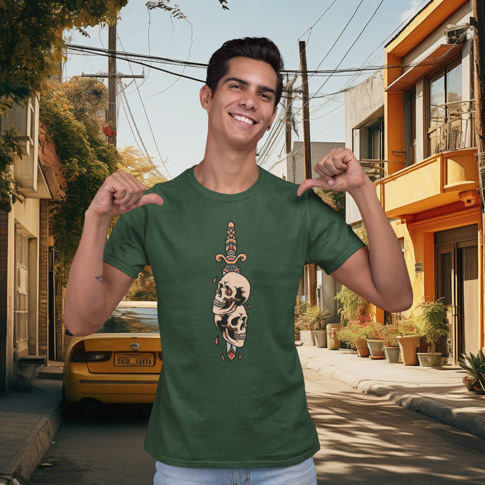 Men's printed streetwear round neck half sleeve T-Shirt