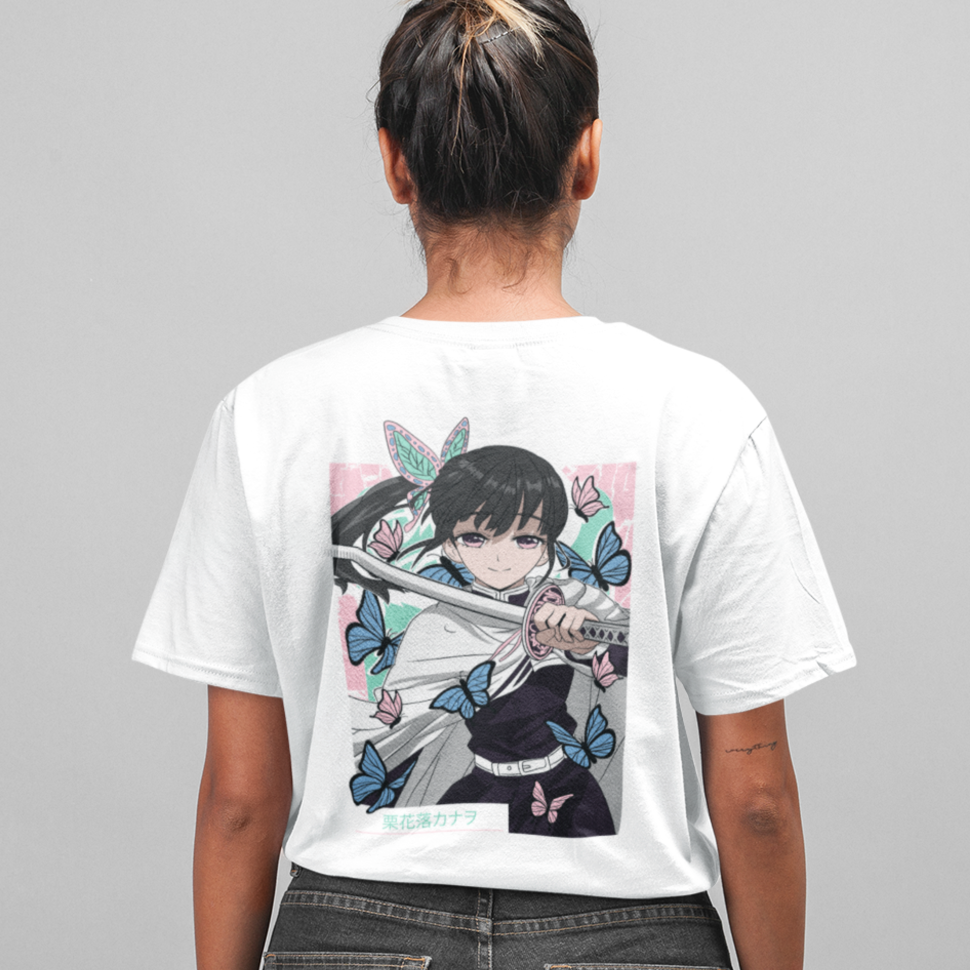 Anime epic printed Oversized Back Print crew neck Tee For Women