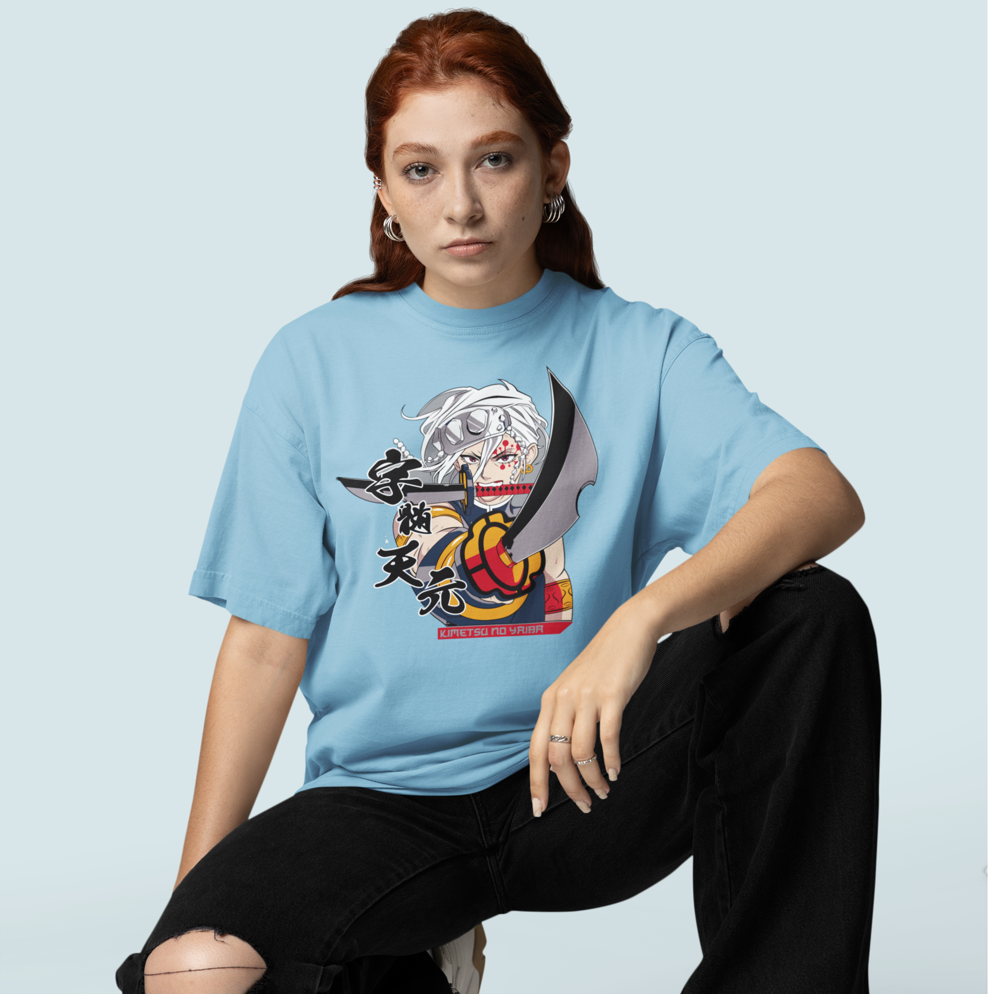 Women Tengen uzui demon slayer printed oversized Tee