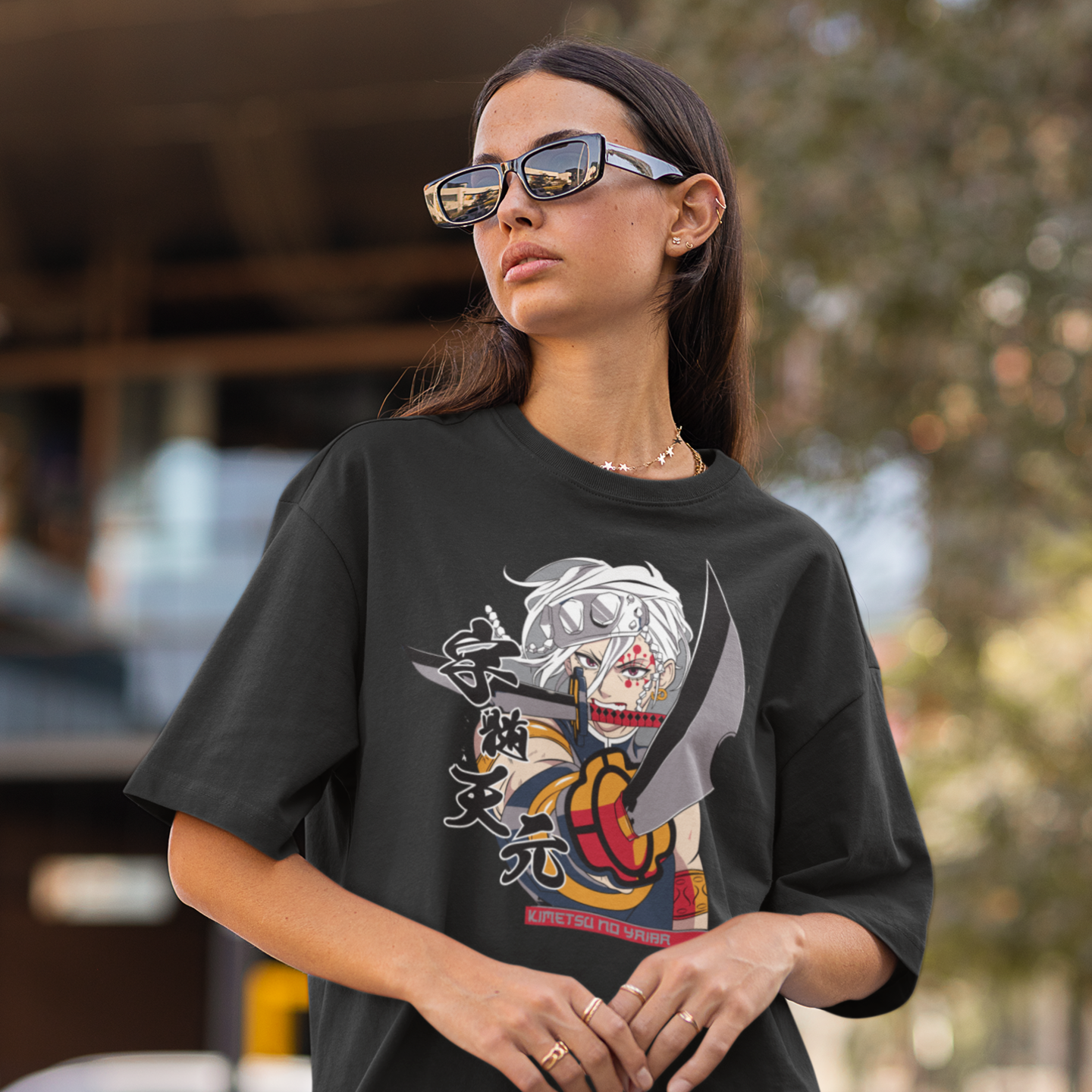 Women Tengen uzui demon slayer printed oversized Tee