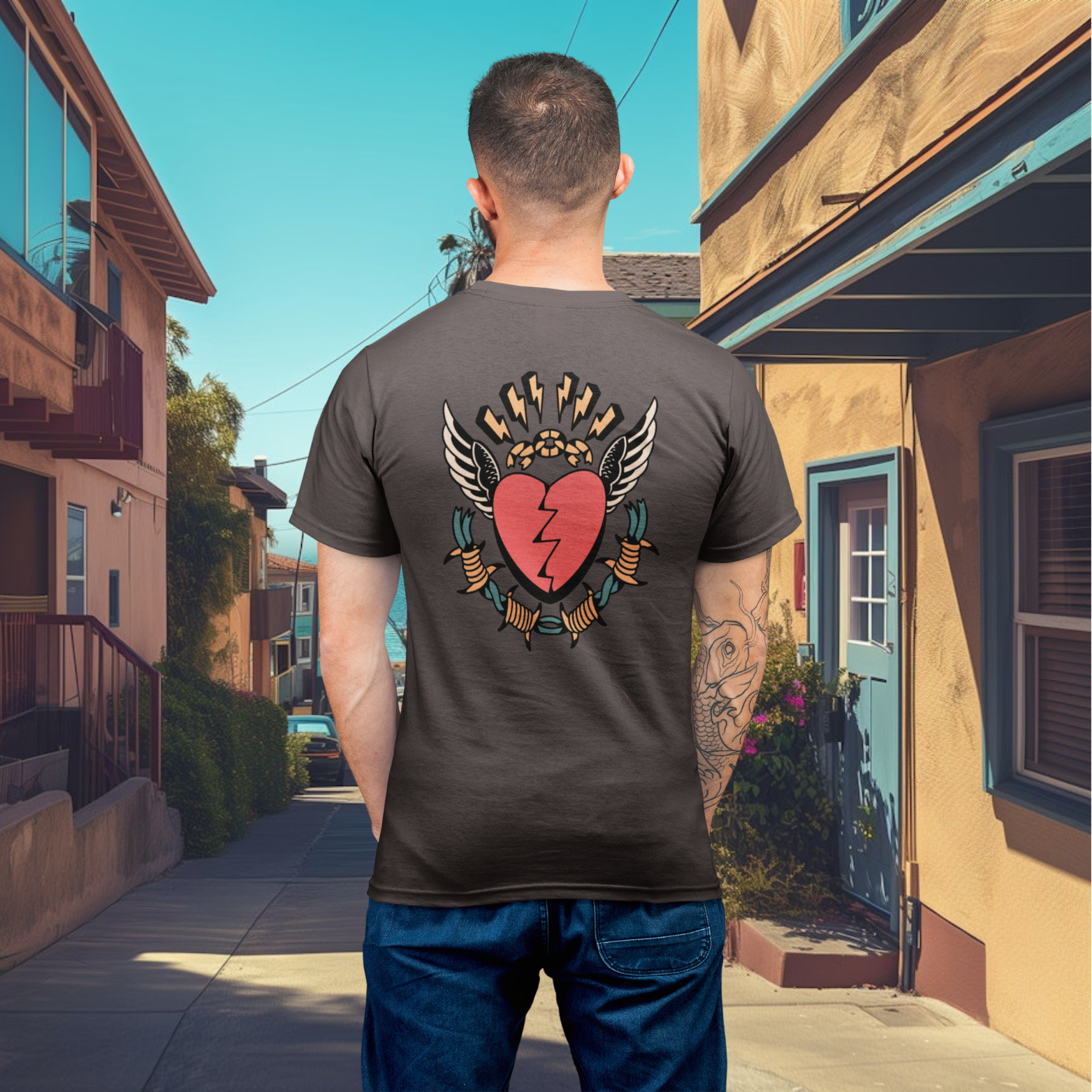 Men back printed round neck half sleeve T-Shirt
