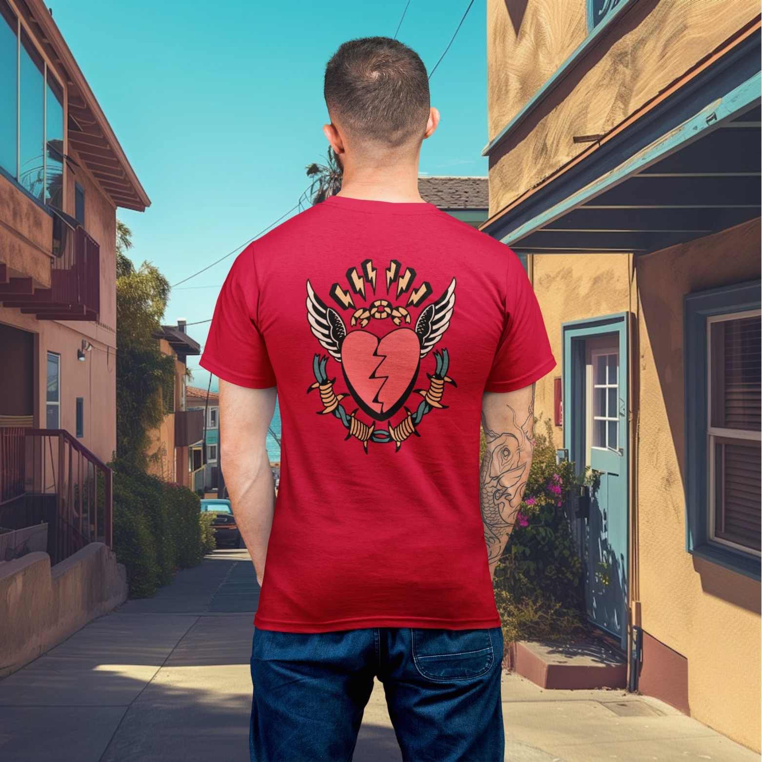 Men back printed round neck half sleeve T-Shirt