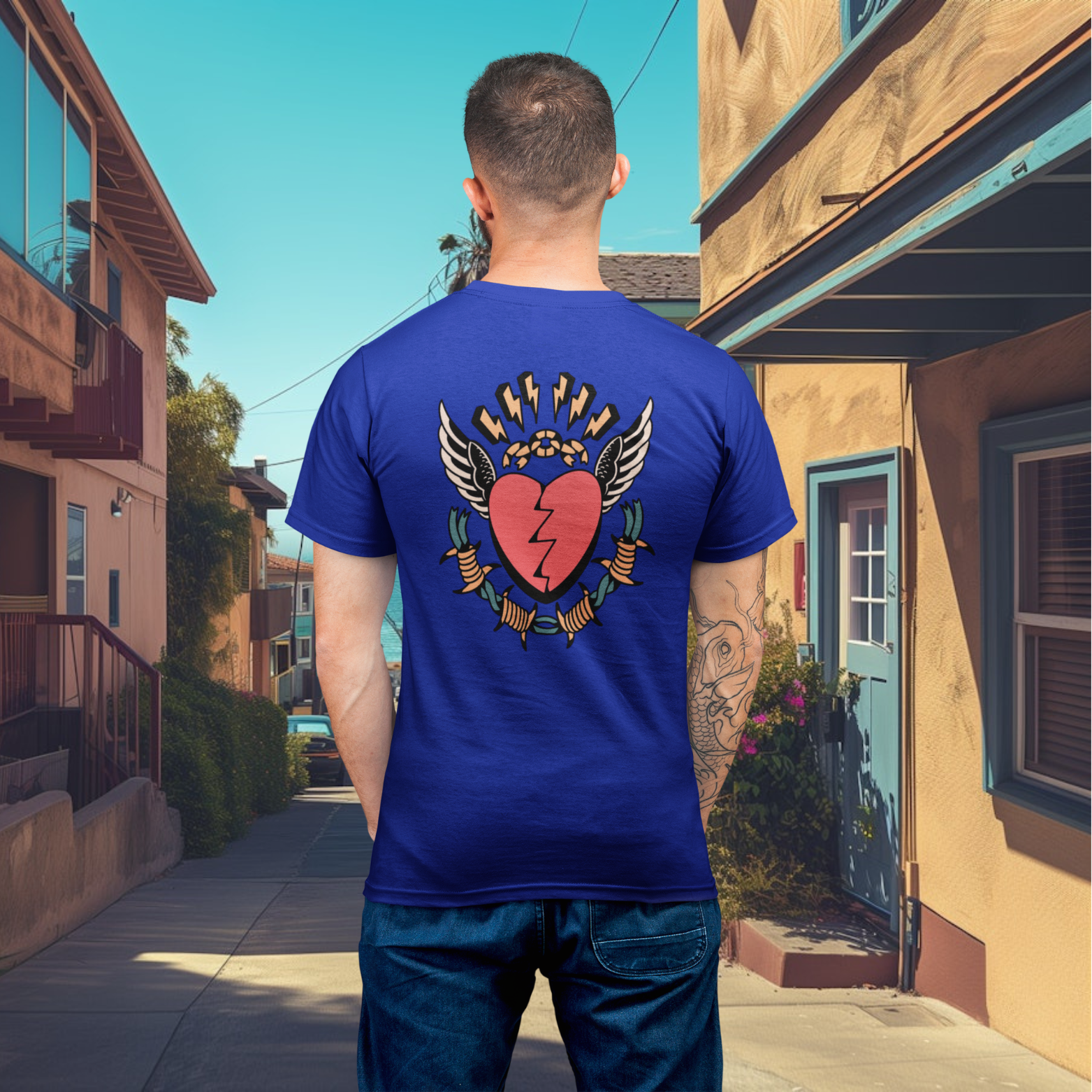 Men back printed round neck half sleeve T-Shirt