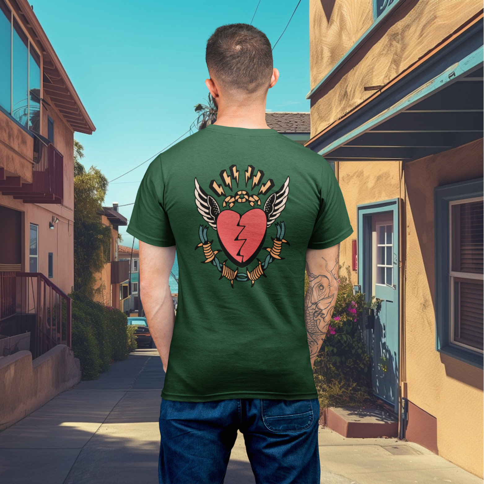 Men back printed round neck half sleeve T-Shirt