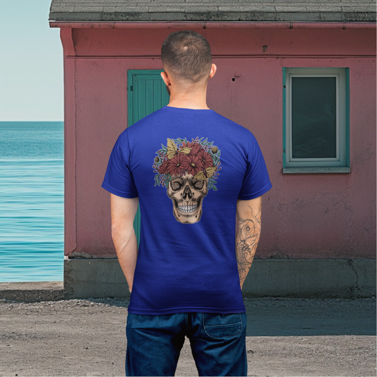 Men back printed round neck half sleeve T-Shirt