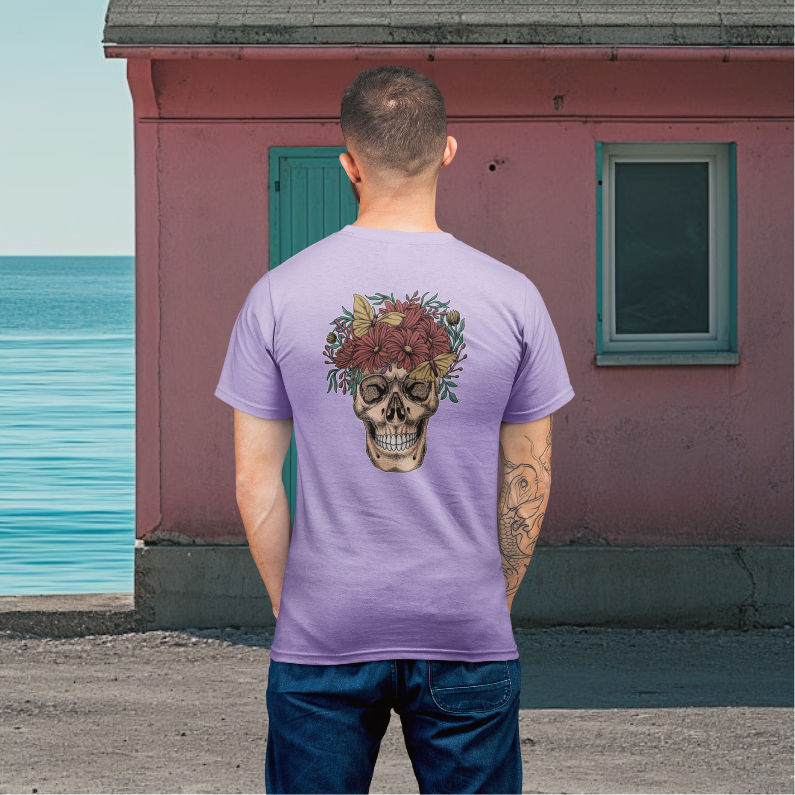 Men back printed round neck half sleeve T-Shirt