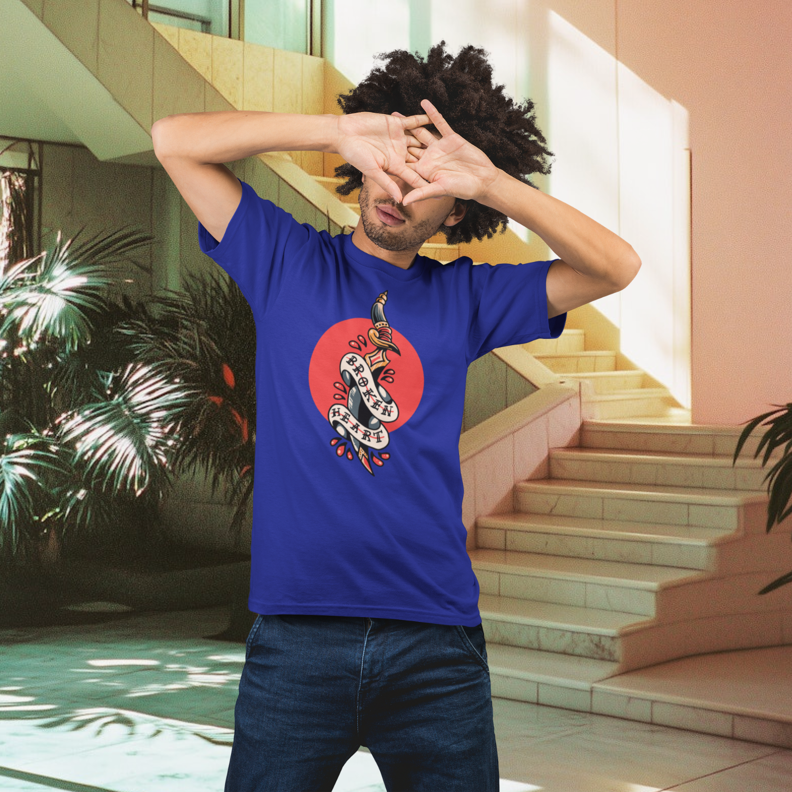 Men's printed streetwear round neck half sleeve T-Shirt