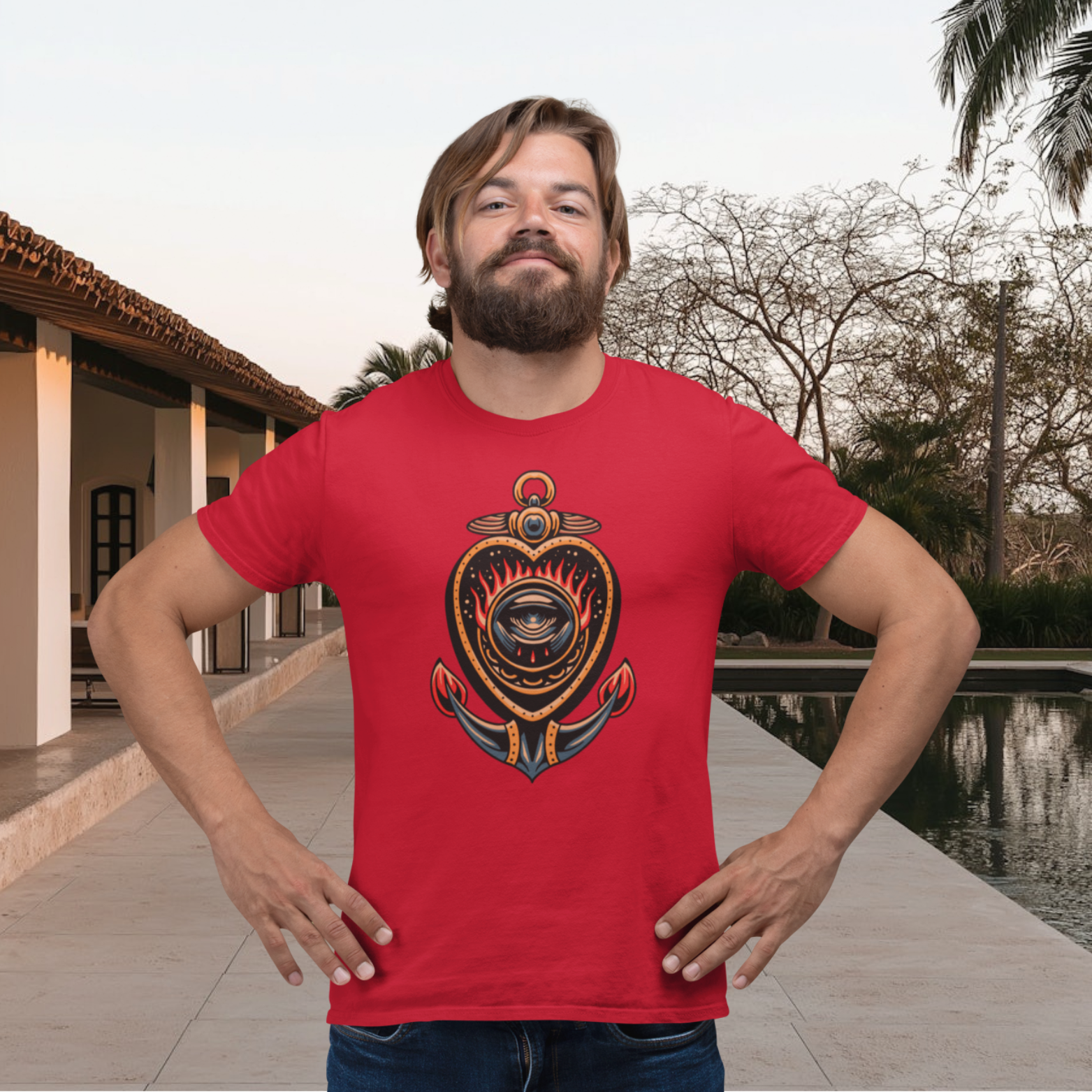 Men's printed streetwear round neck half sleeve T-Shirt