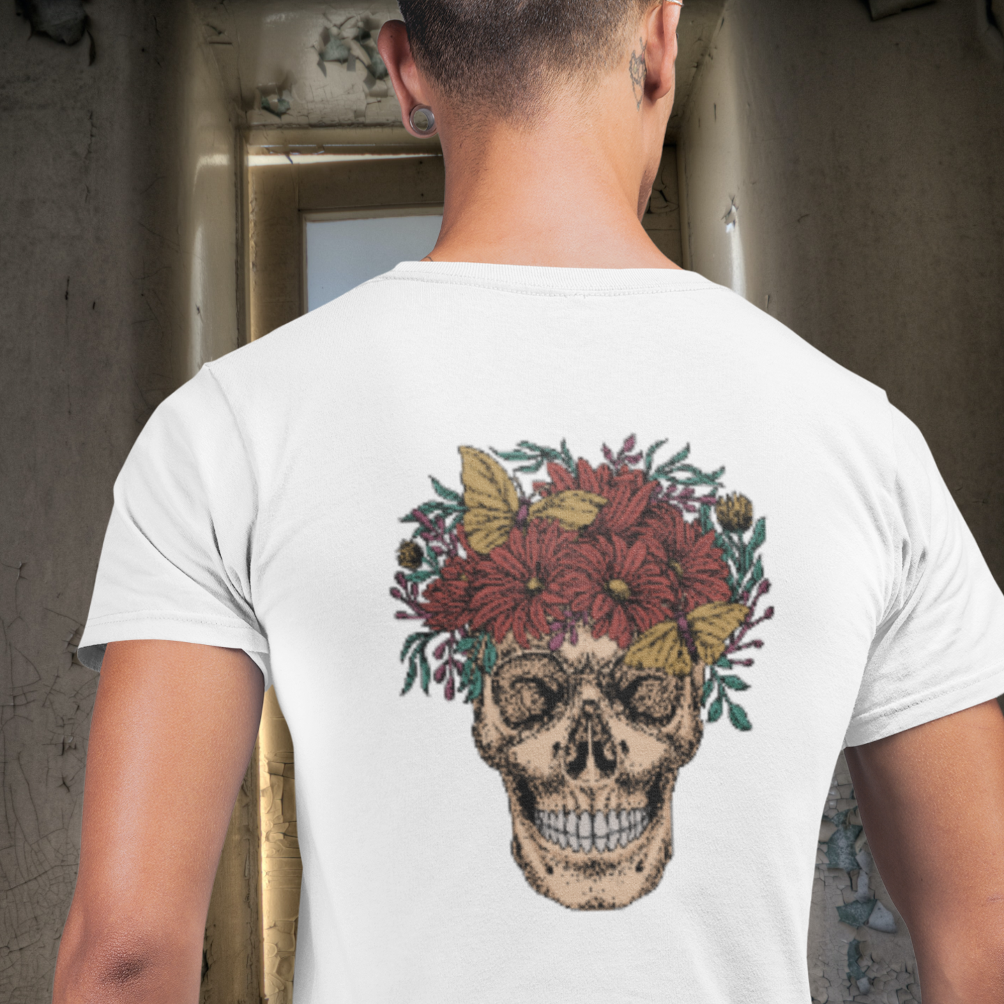 Men back printed round neck half sleeve T-Shirt