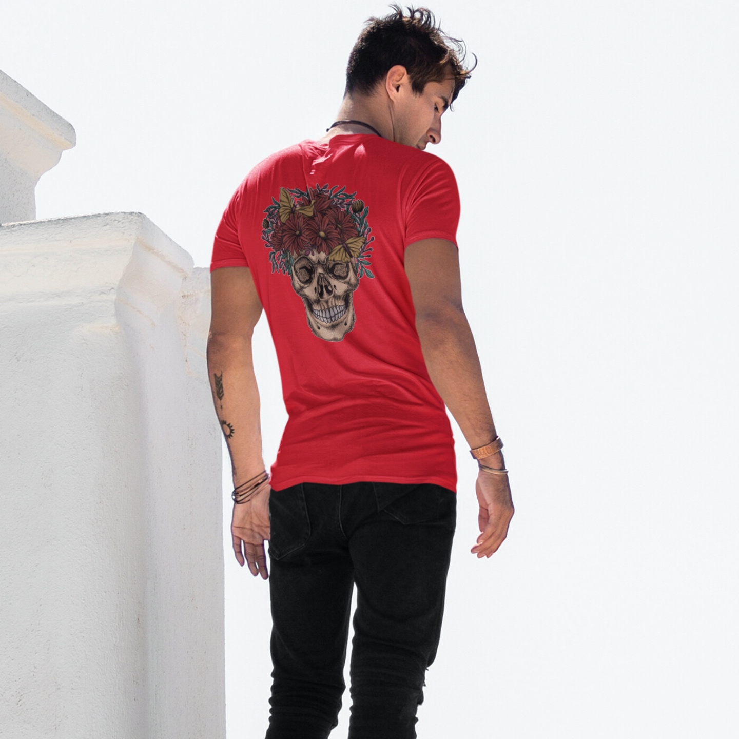 Men back printed round neck half sleeve T-Shirt