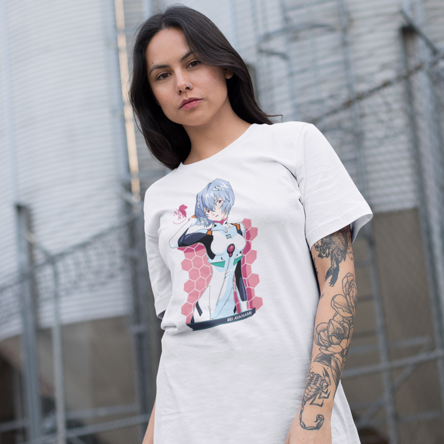 Women rei ayanami graphic printed oversized Tee