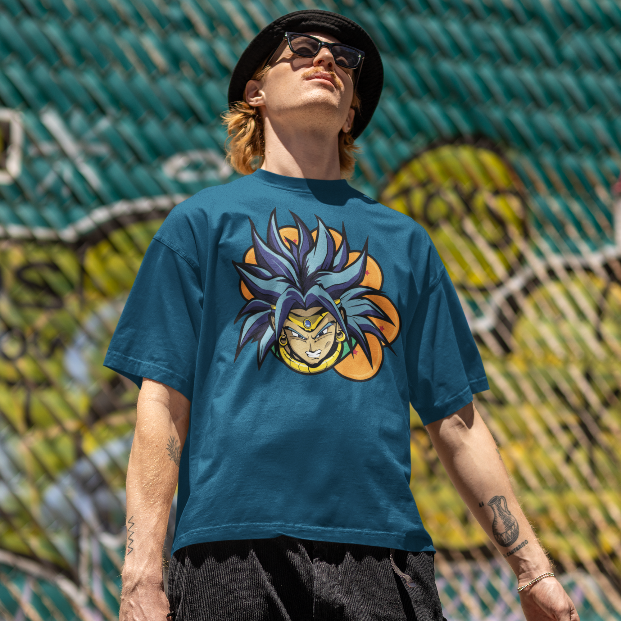 Men broly dragon ball graphic printed oversized Tee