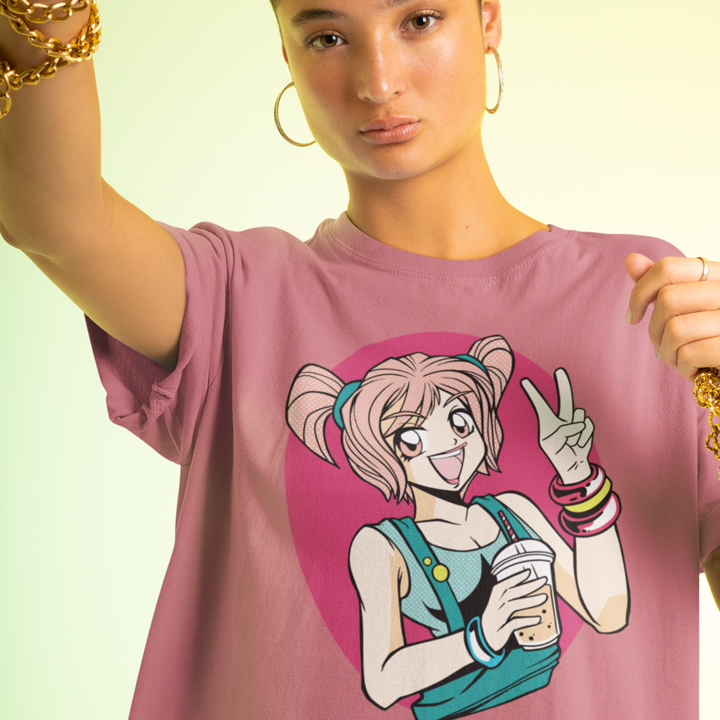 Women cute waifu yuki graphic printed oversized Tee