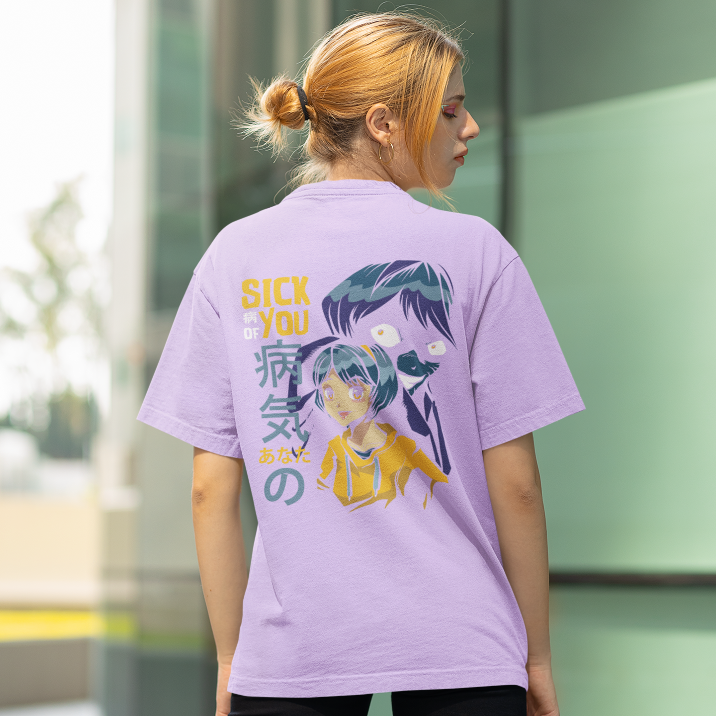 Women wonder egg anime back printed oversized Tee