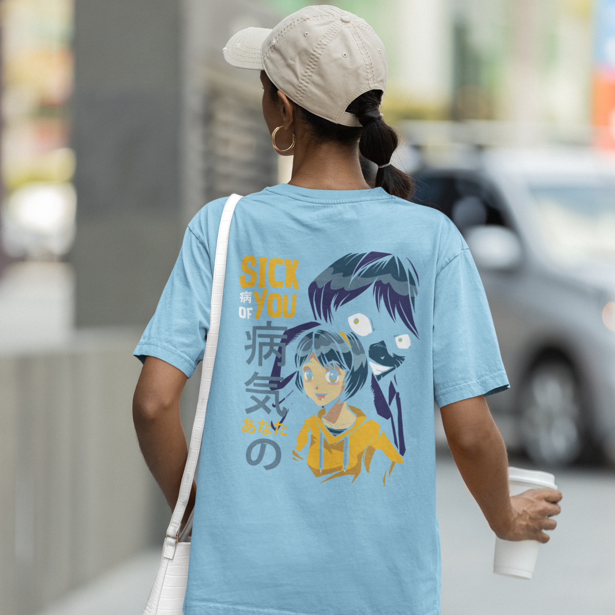 Women wonder egg anime back printed oversized Tee