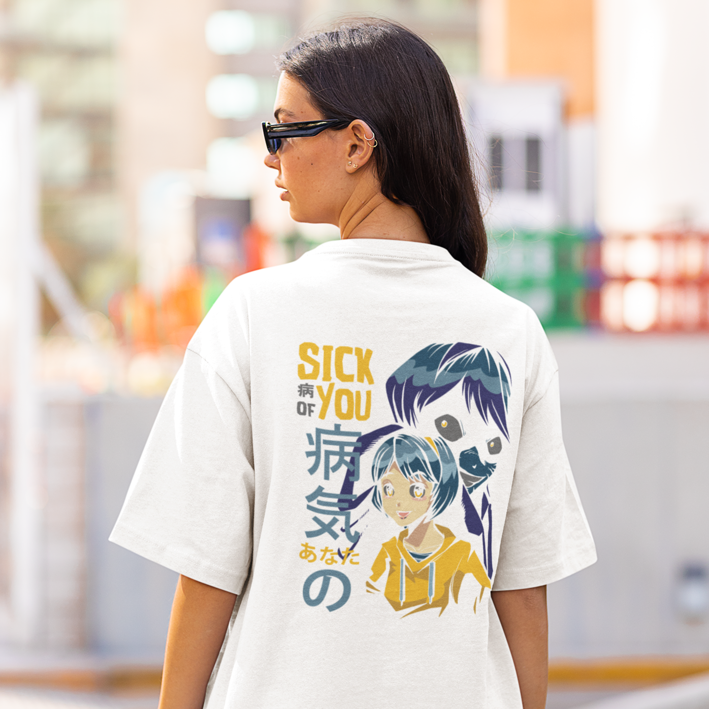 Women wonder egg anime back printed oversized Tee