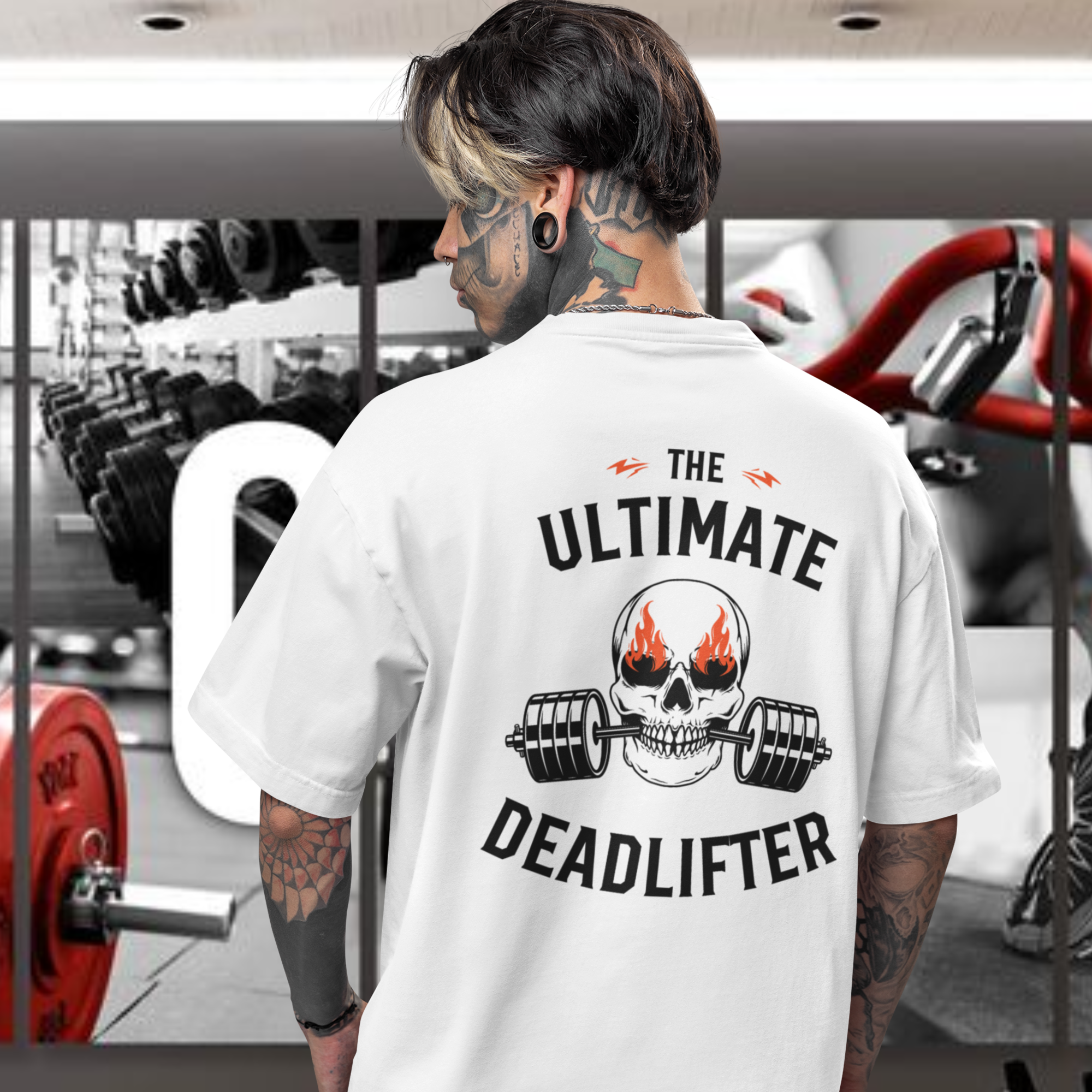 Men gym wear back print round neck oversized t-shirt