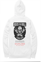 White hoodie with black graphic design