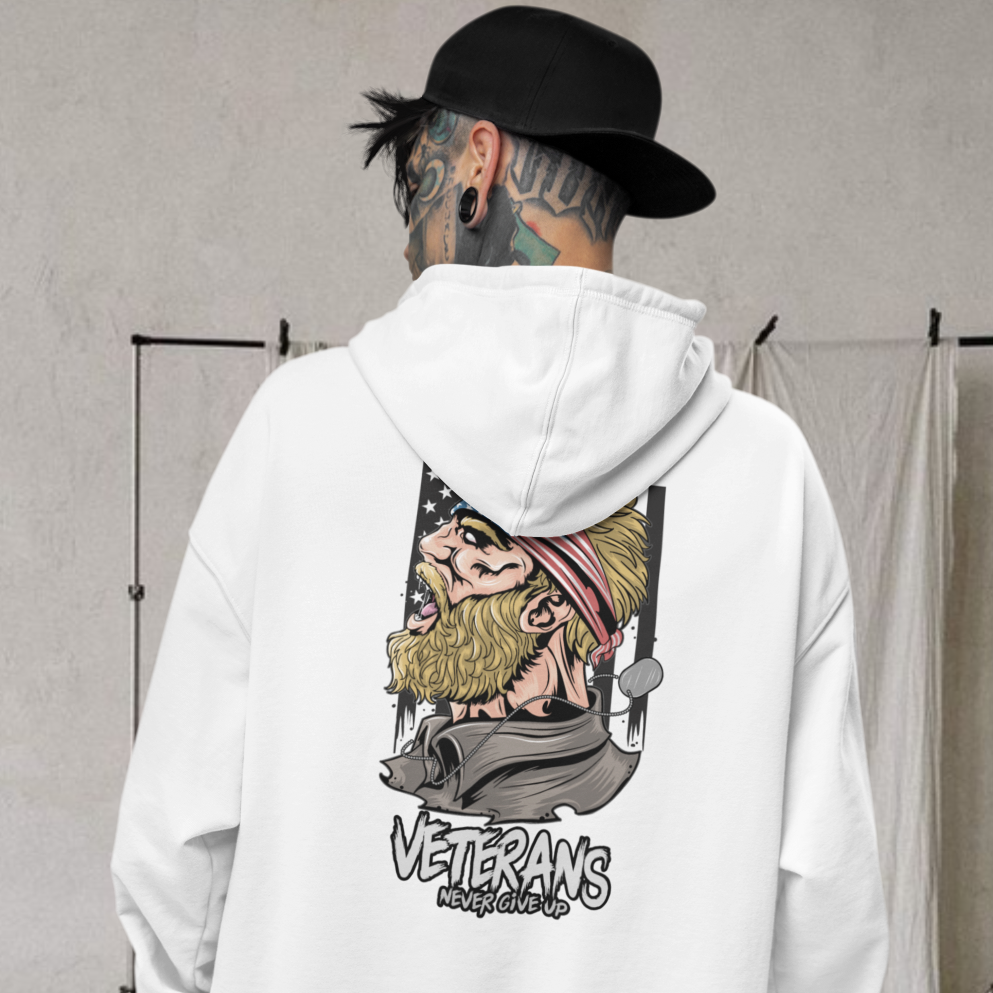 Men veterans classic back printed oversized Hoodie