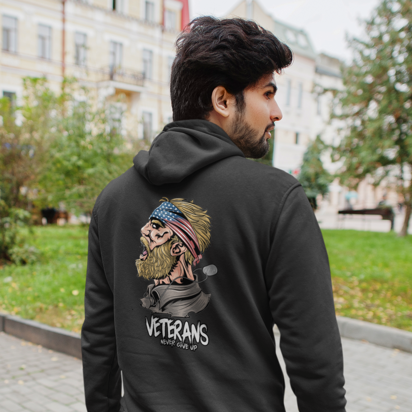 Men veterans classic back printed oversized Hoodie