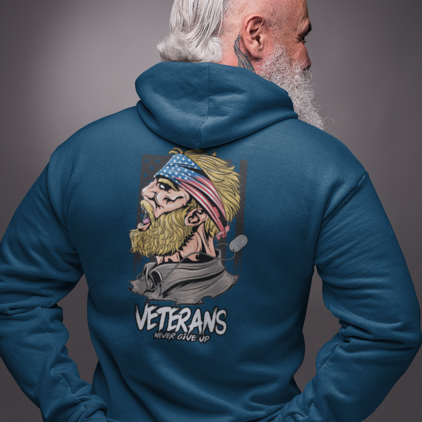 Men veterans classic back printed oversized Hoodie