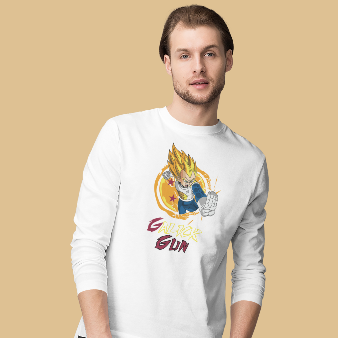 Men Vegeta graphic printed full sleeve T-Shirt