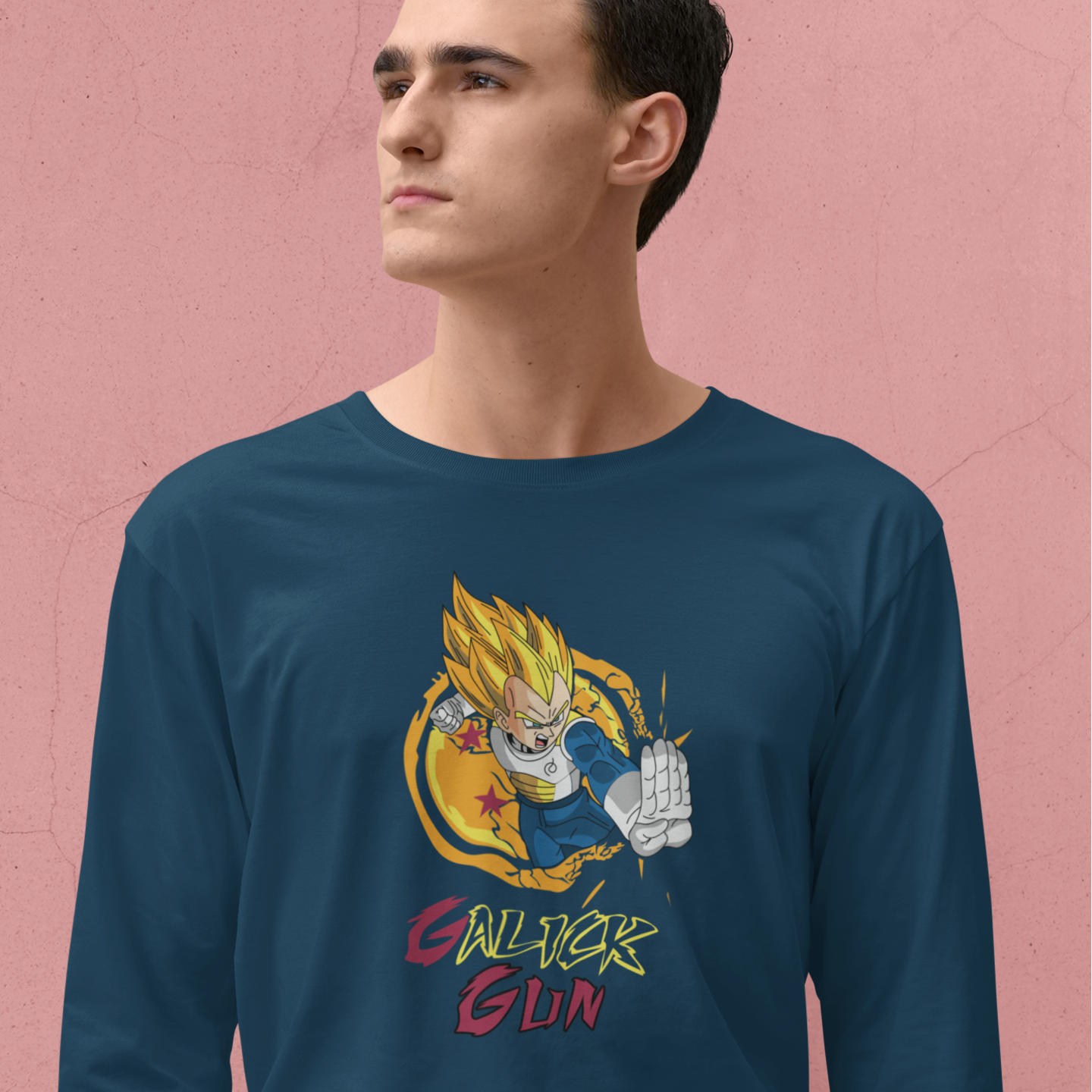 Men Vegeta graphic printed full sleeve T-Shirt