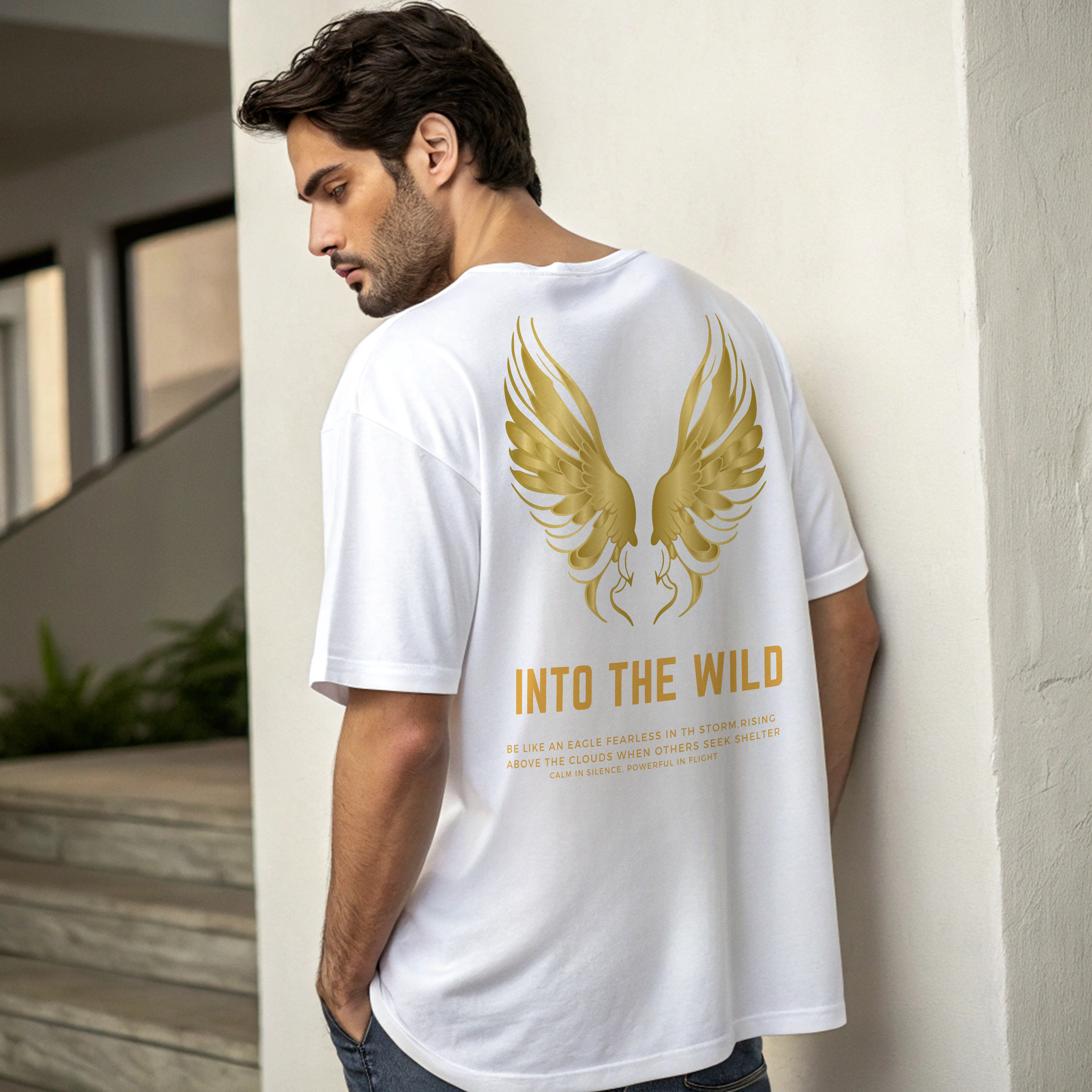 oversized black graphic tee for men motivational text print