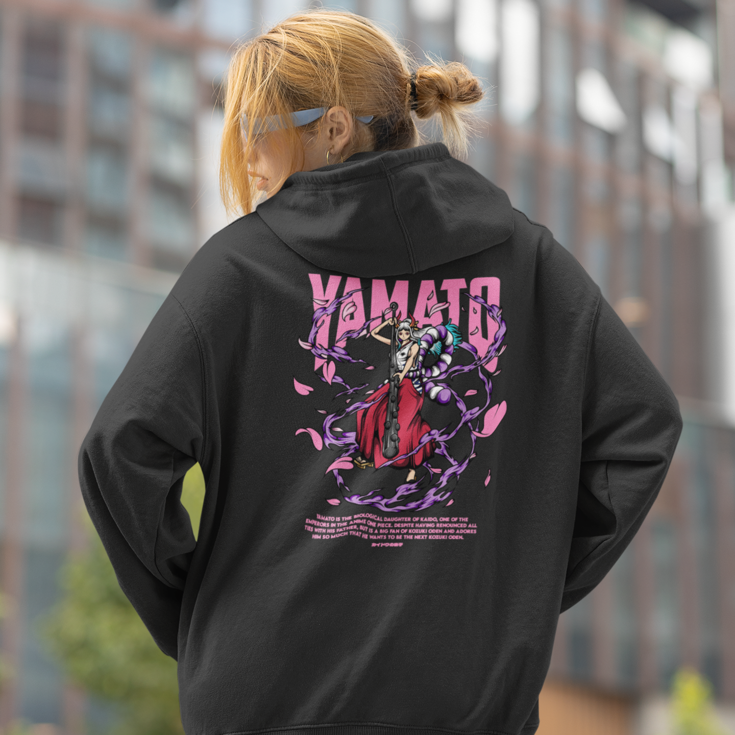 Women Yamato one piece graphic back printed streetwear oversized Hoodie