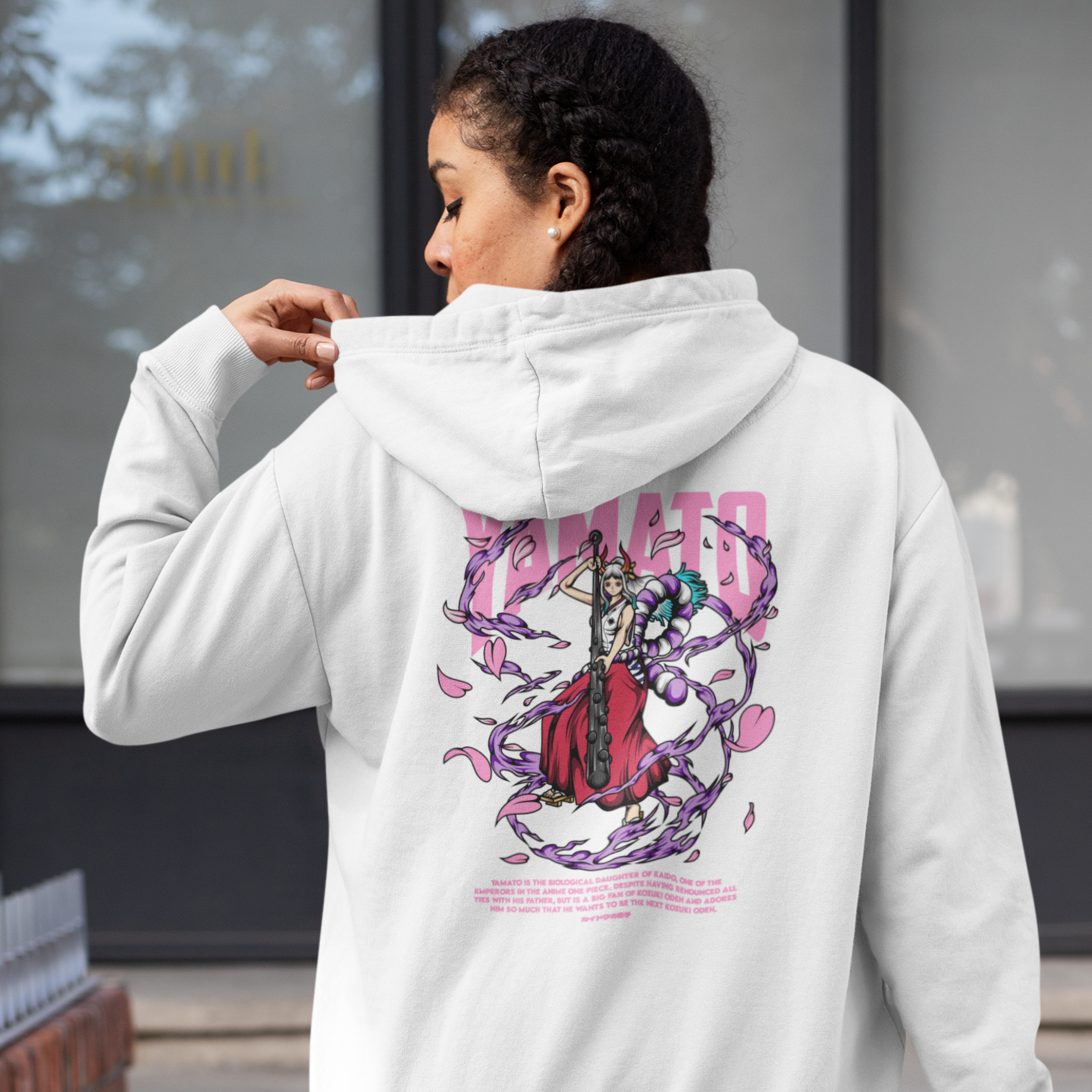 Women Yamato one piece graphic back printed streetwear oversized Hoodie