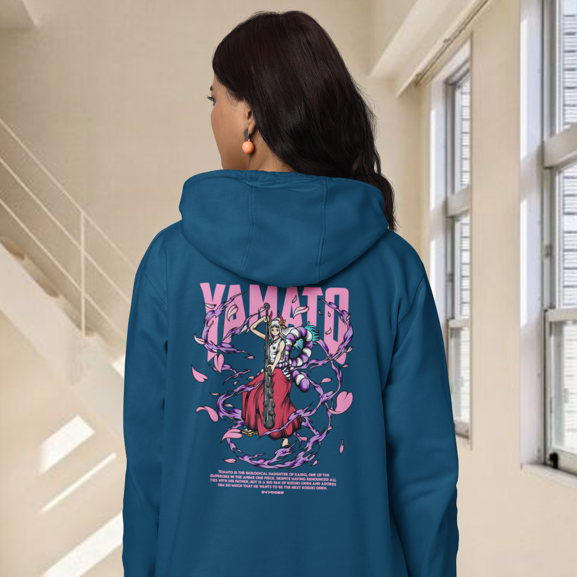 Women Yamato one piece graphic back printed streetwear oversized Hoodie